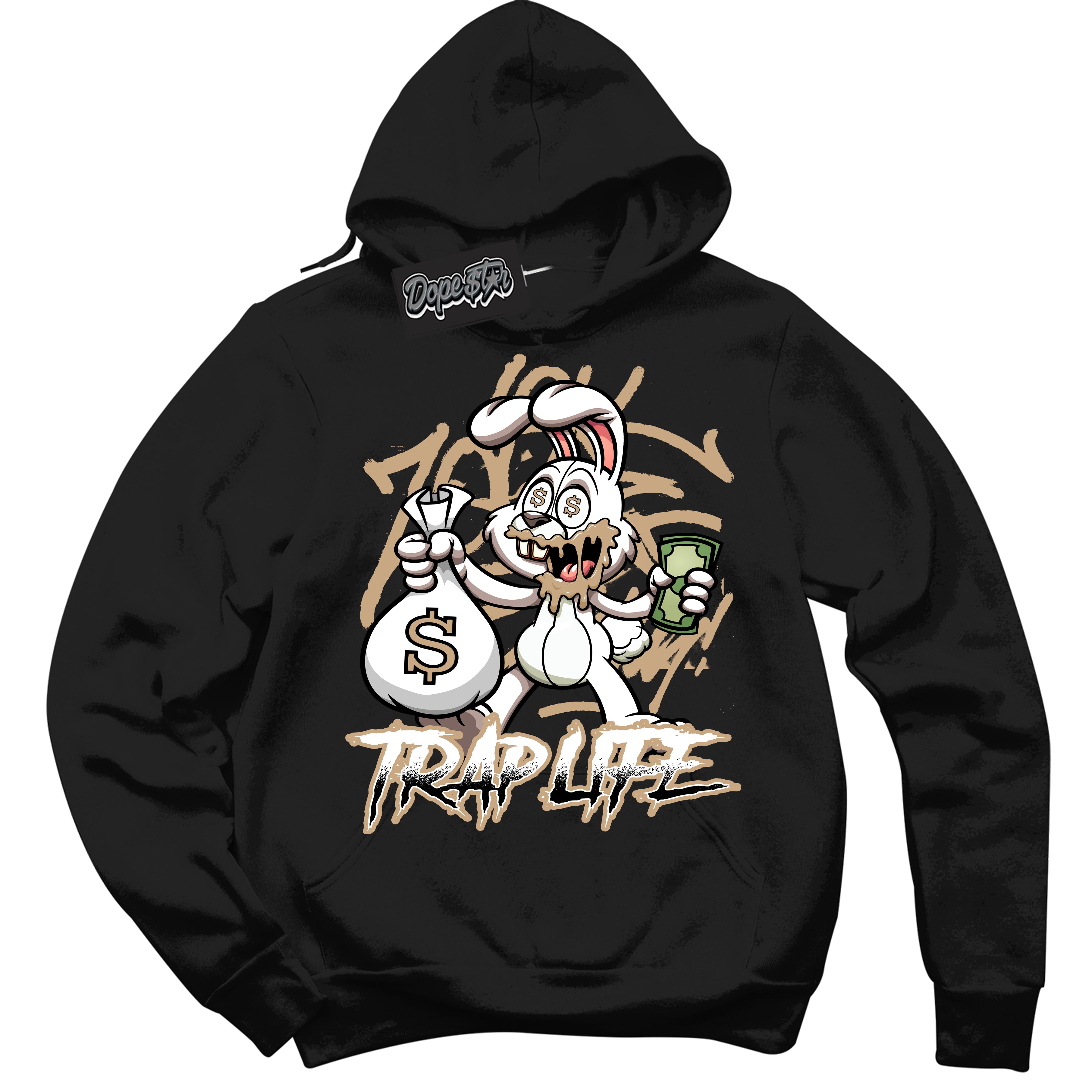 Cool Black Hoodie with “Trap Rabbit” design that Perfectly Matches Black Anthracite Sesame Dunk.