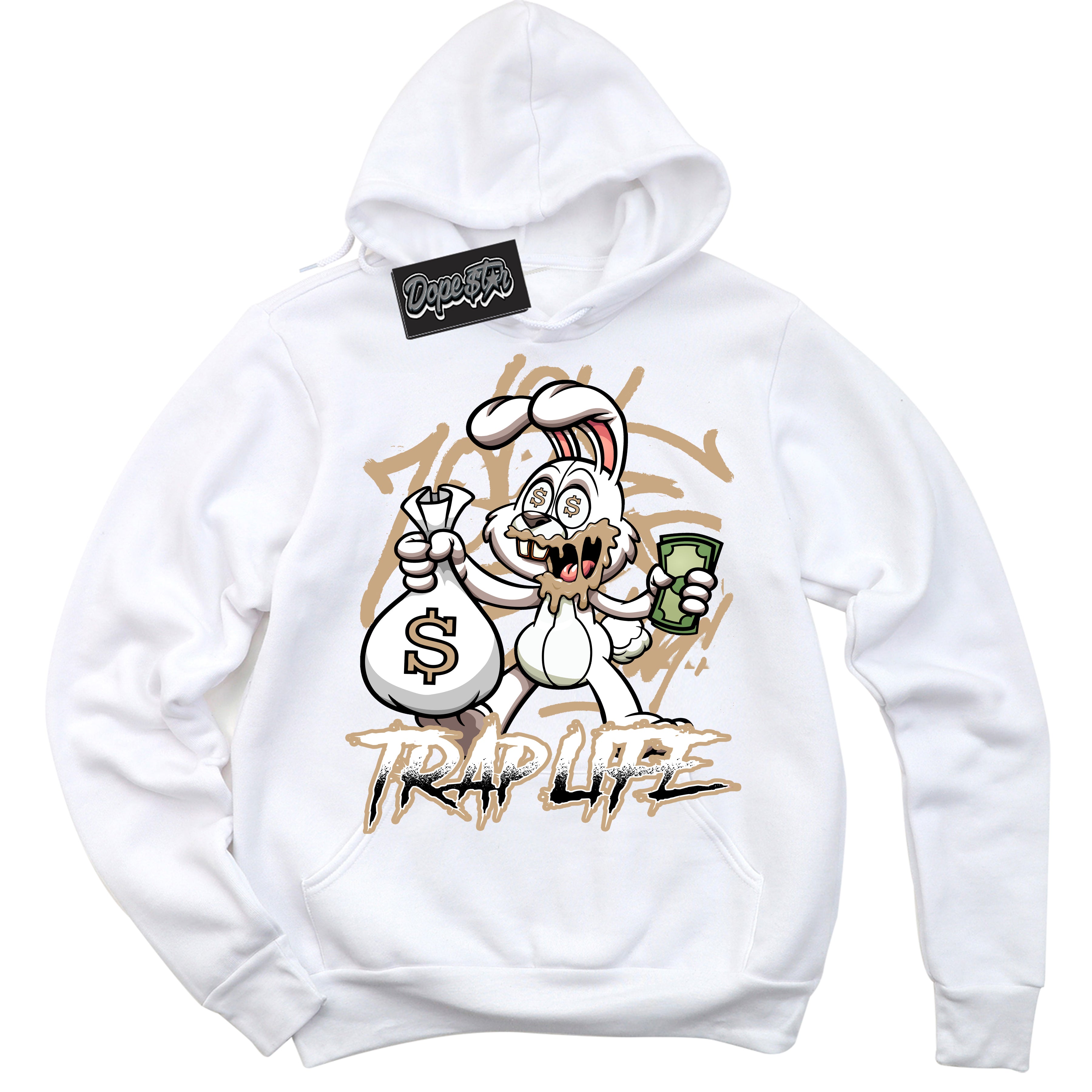 Cool White Hoodie with “Trap Rabbit” design that Perfectly Matches Black Anthracite Sesame Dunk.