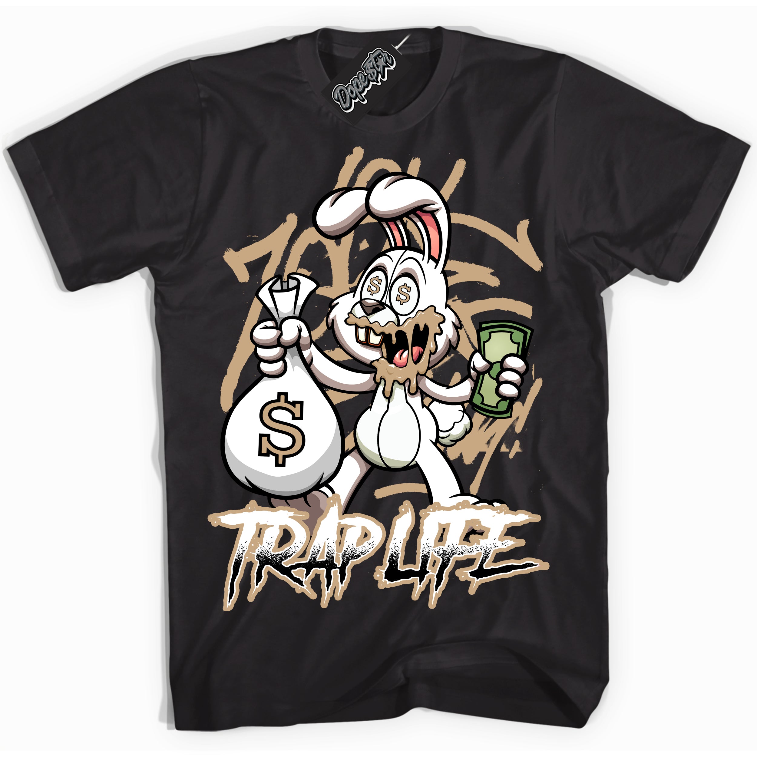 Cool Black Shirt with “Trap Rabbit” design that perfectly matches Black Anthracite Sesame Dunk.