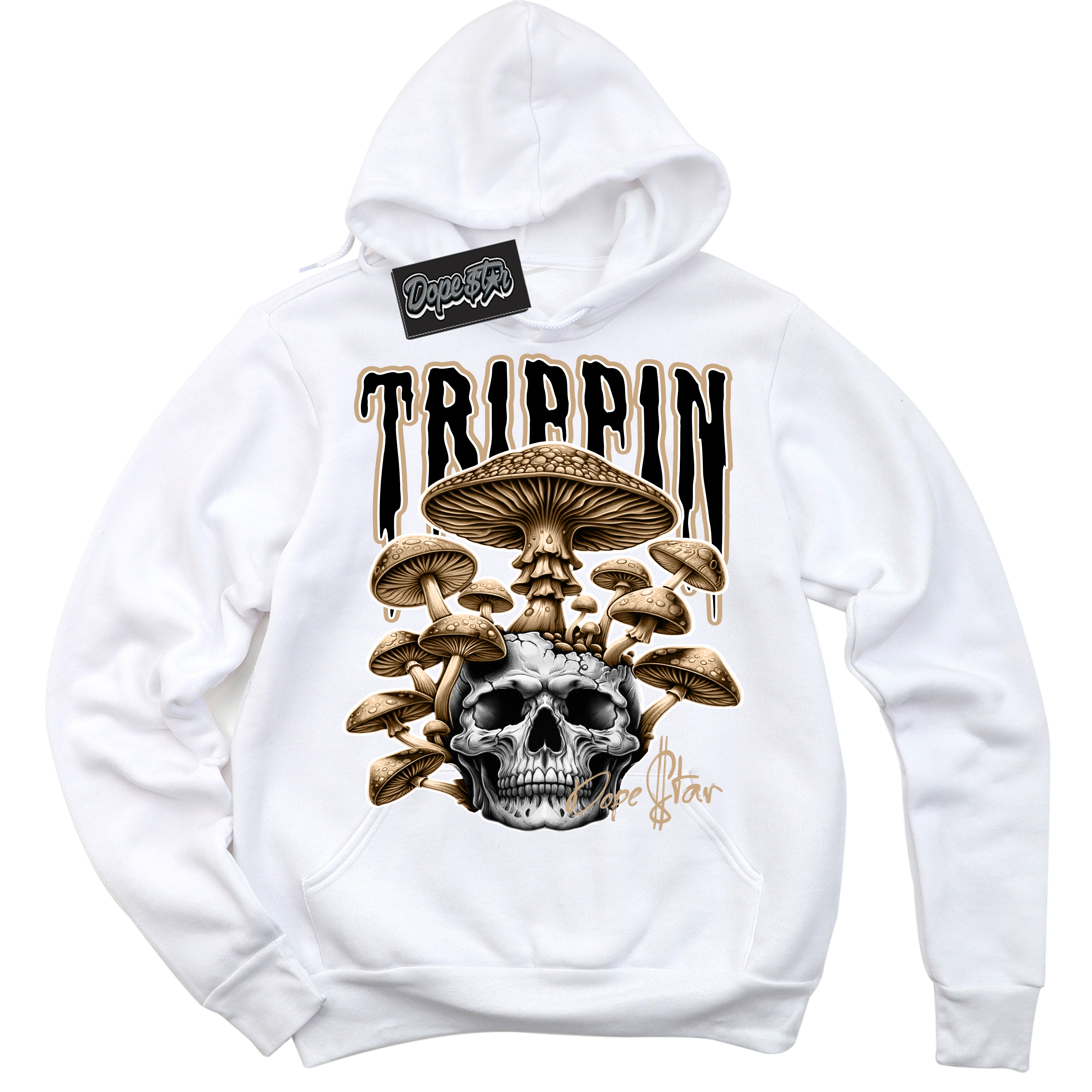 Cool White Hoodie with “Trippin” design that Perfectly Matches Black Anthracite Sesame Dunk Dunk.