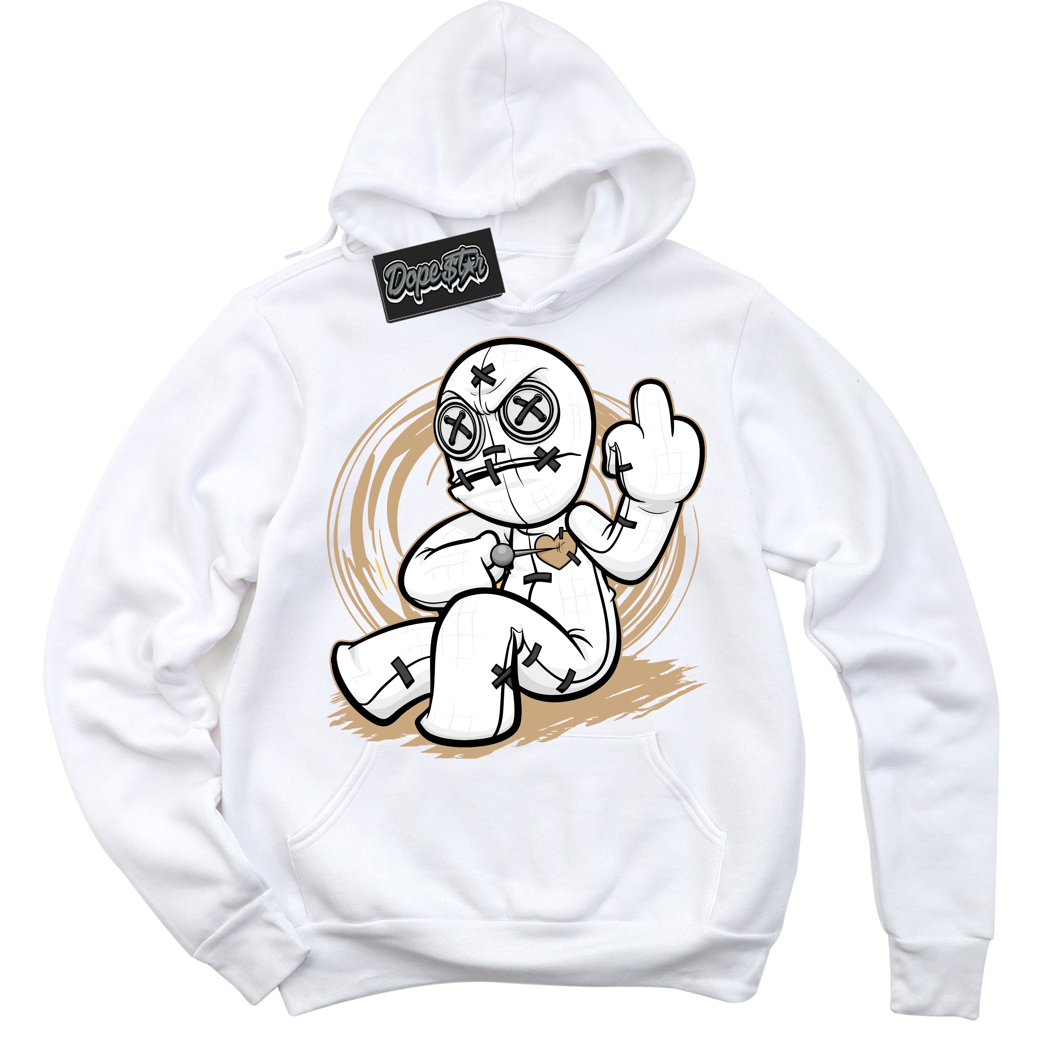 Cool White Hoodie with “Voodoo Doll” design that Perfectly Matches Black Anthracite Sesame Dunk.