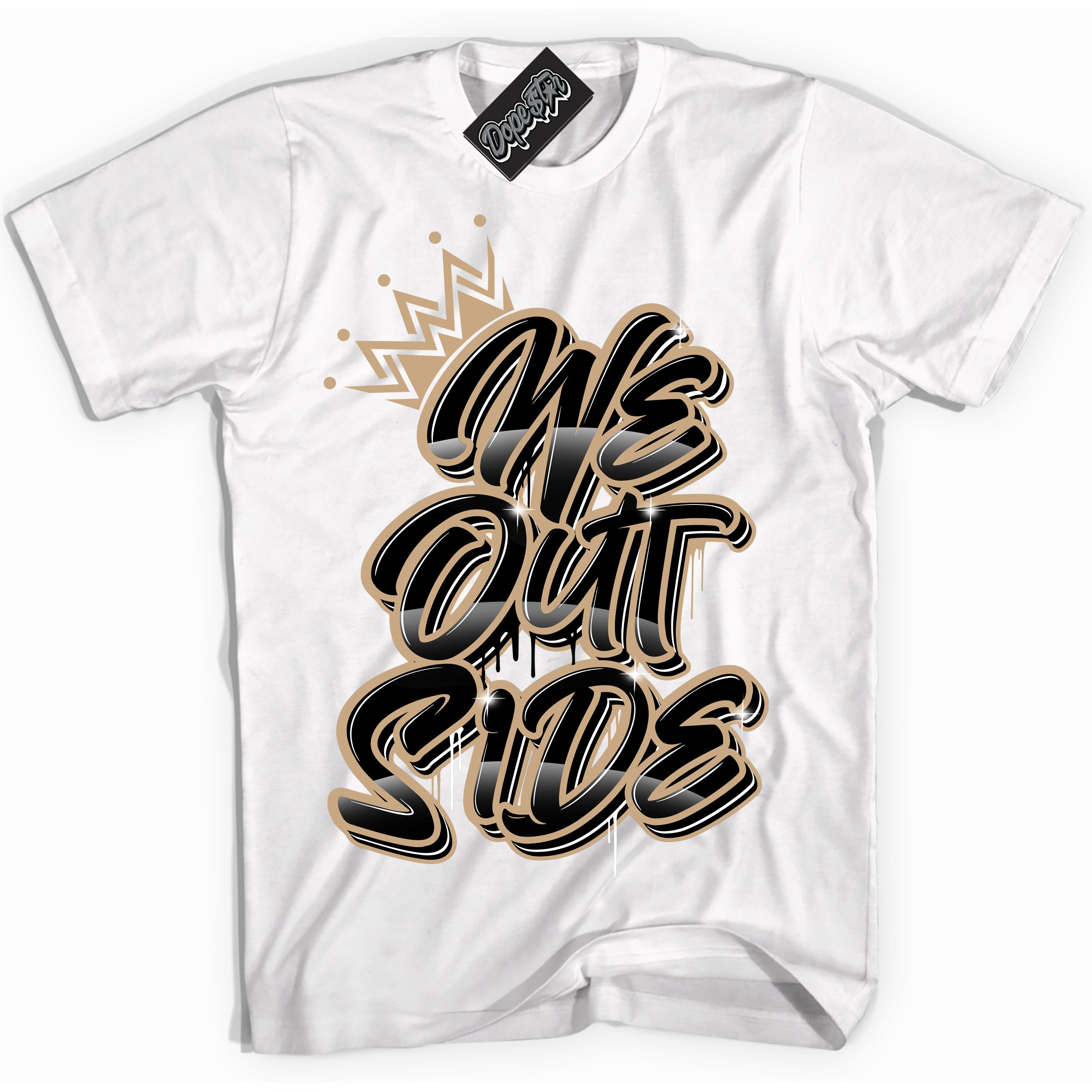 Cool White Shirt with “We Outside” design that perfectly matches Black Anthracite Sesame Dunk.