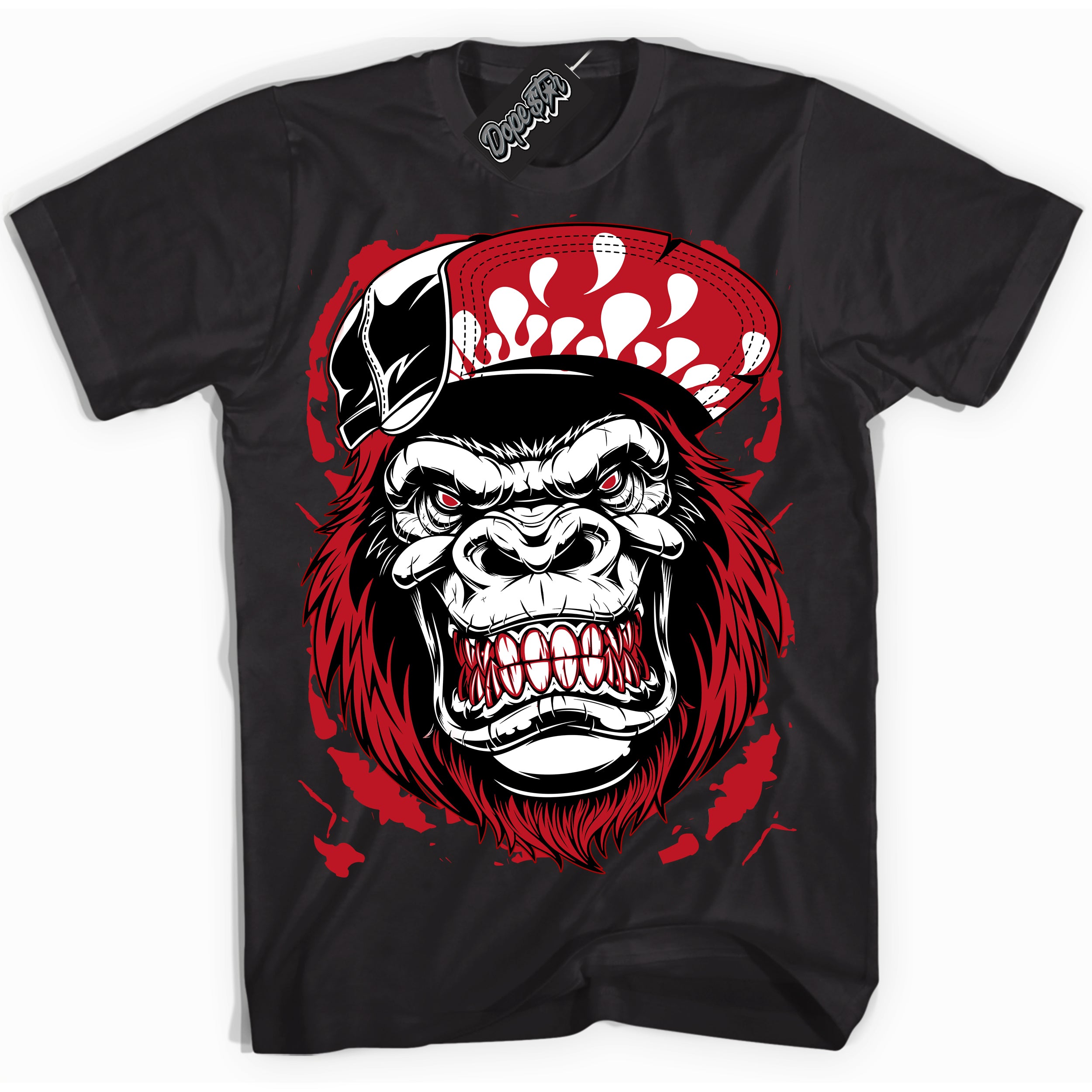 Cool Black Shirt with “ Gorilla Beast ” design that perfectly matches Black Dragon Red Dunk.