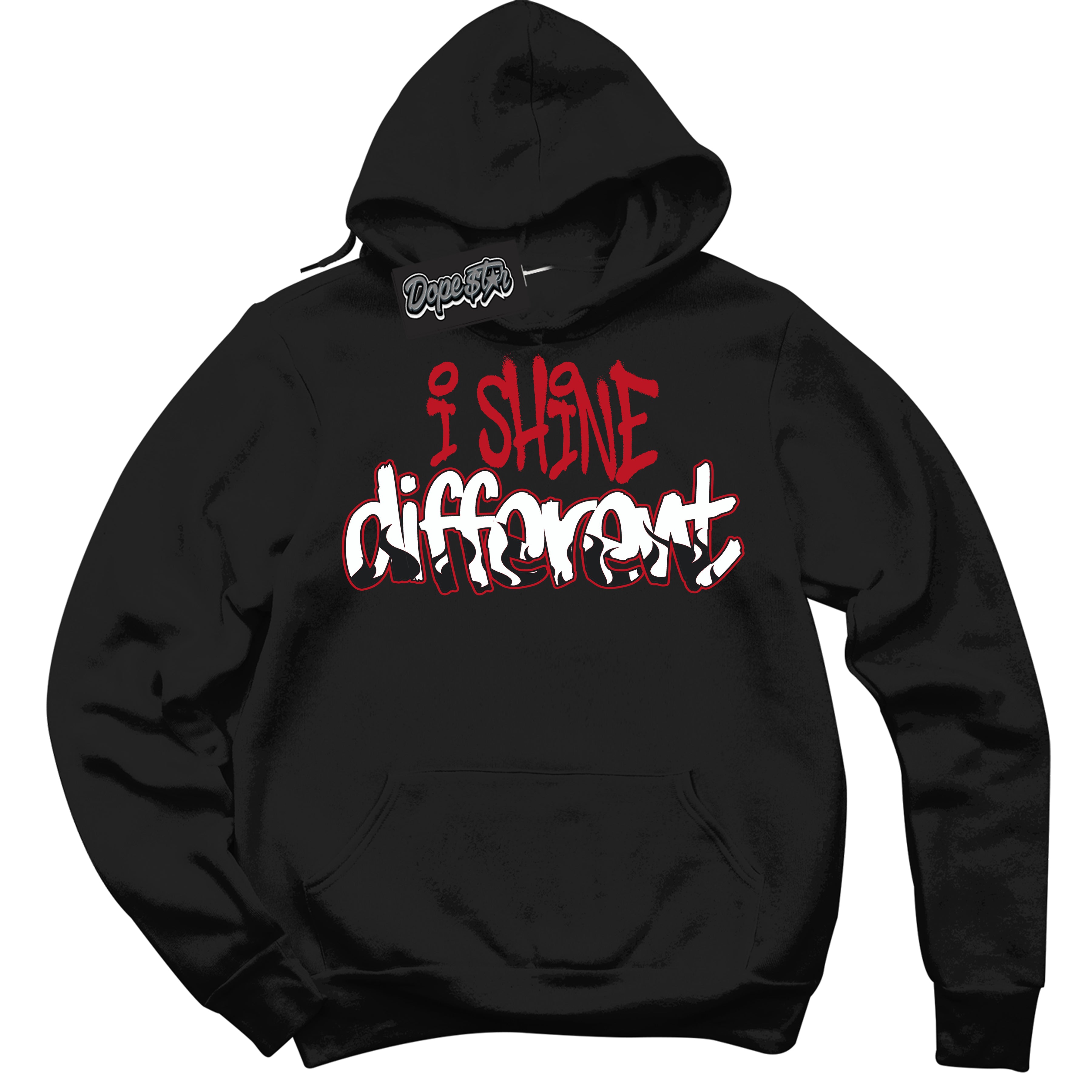 Cool Black Hoodie with “ I Shine Different ”  design that Perfectly Matches Black Dragon Red Dunk.
