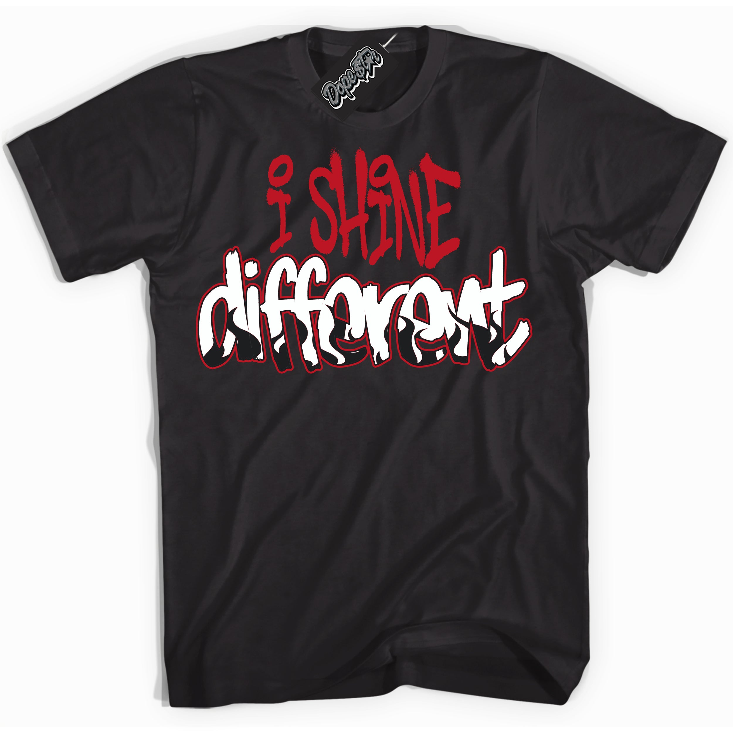 Cool Black Shirt with “ I Shine Different ” design that perfectly matches Black Dragon Red Dunk.