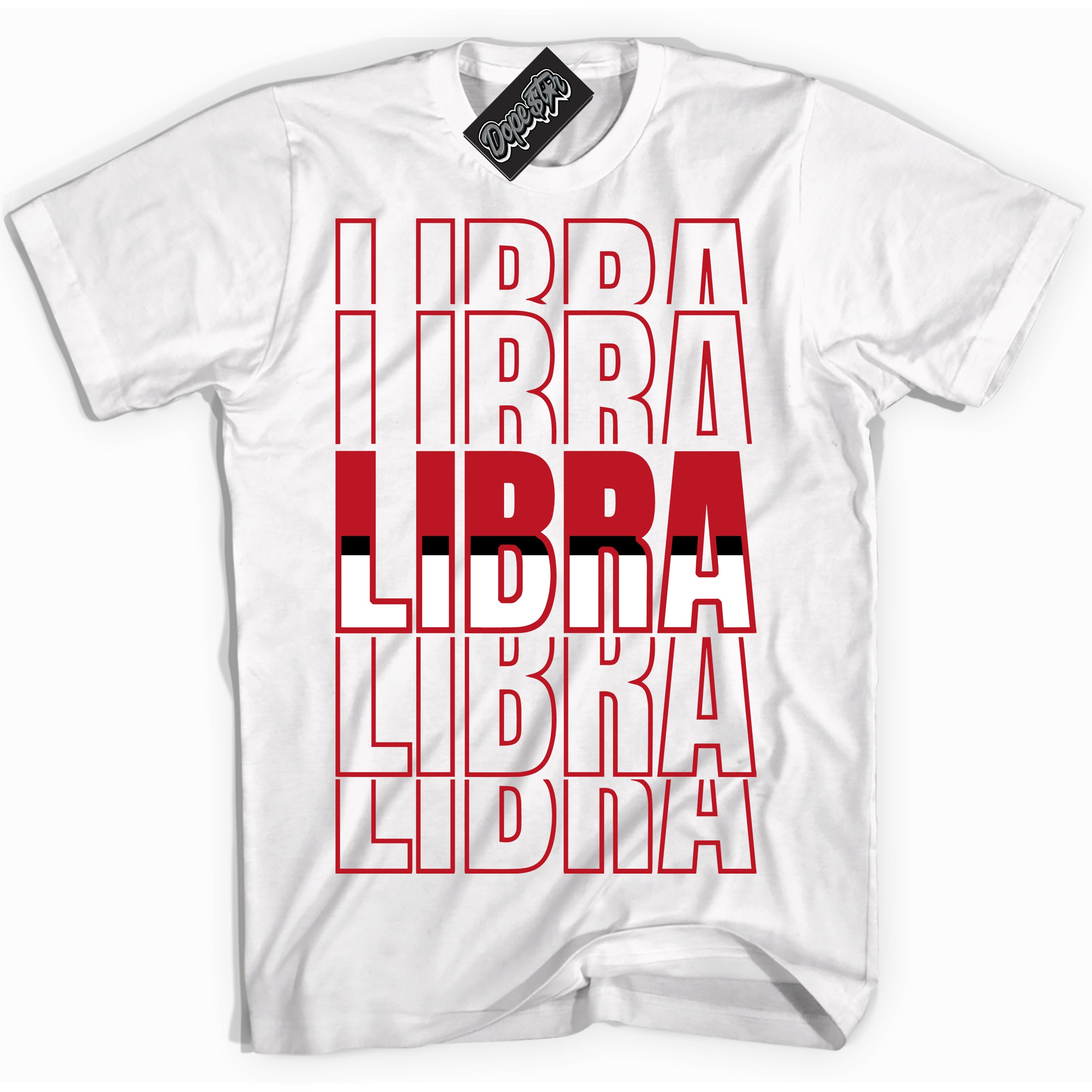 Cool White Shirt with “ Libra ” design that perfectly matches Black Dragon Red Dunk.