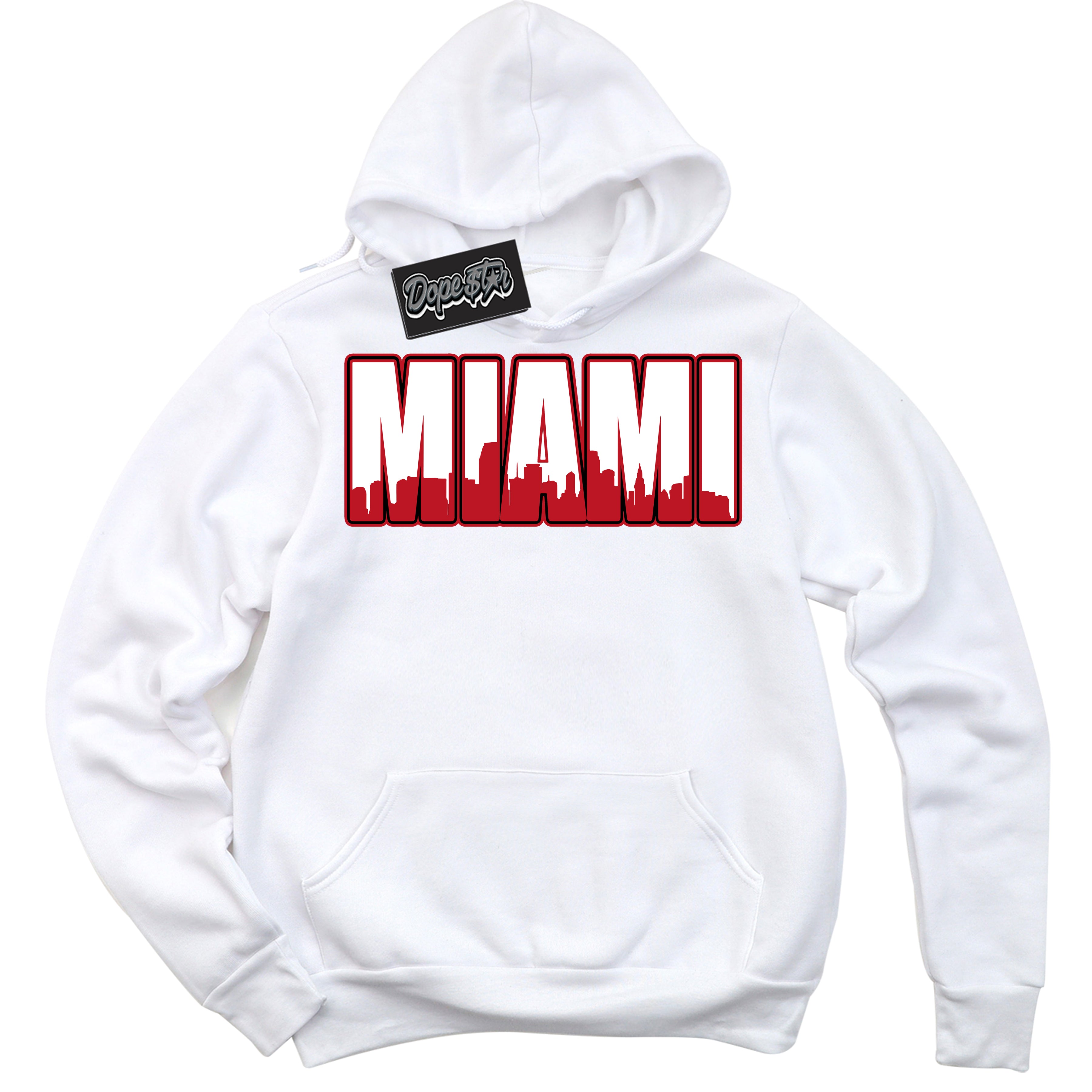 Cool White Hoodie with “ Miami ”  design that Perfectly Matches Black Dragon Red Dunk.
