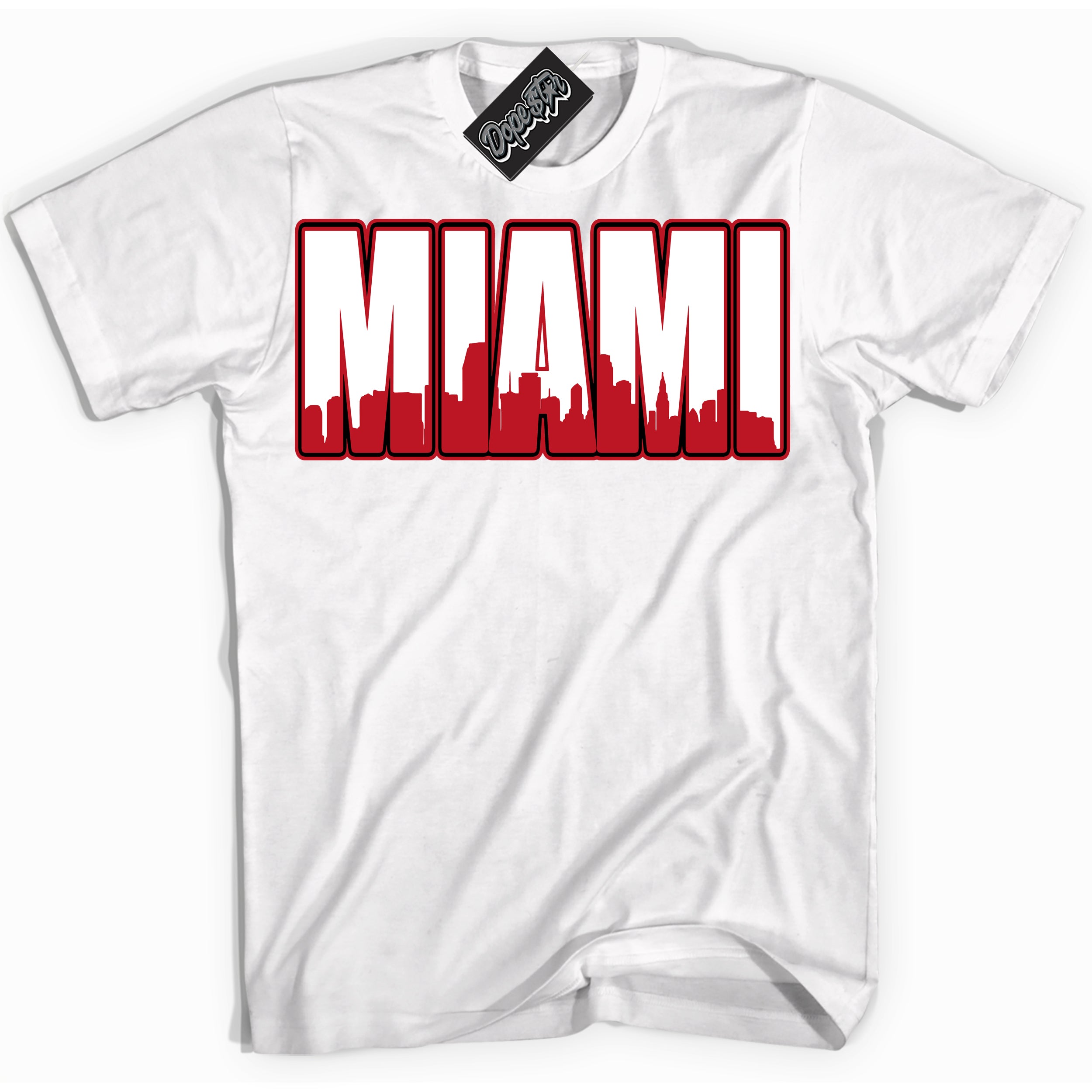 Cool White Shirt with “ Miami ” design that perfectly matches Black Dragon Red Dunk.
