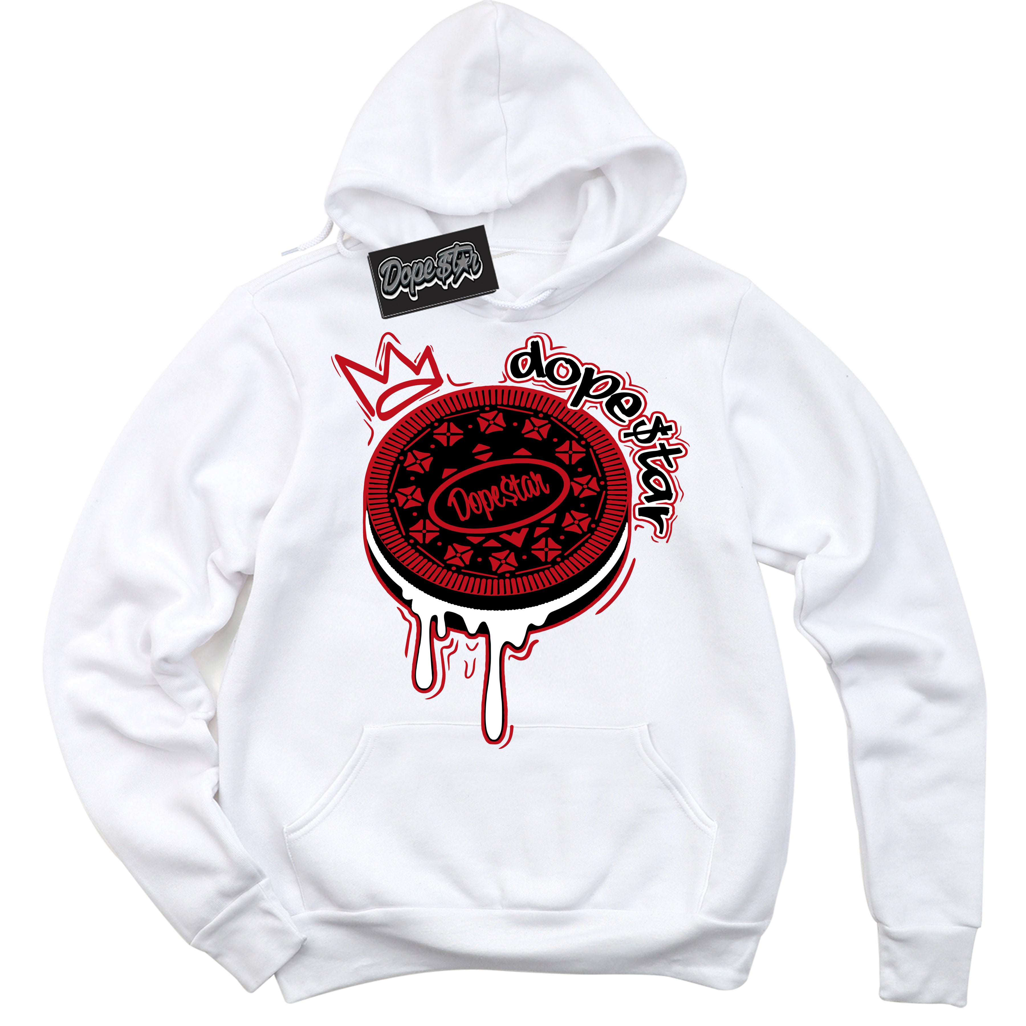 Cool White Hoodie with “ Oreo DS ”  design that Perfectly Matches Black Dragon Red Dunk.