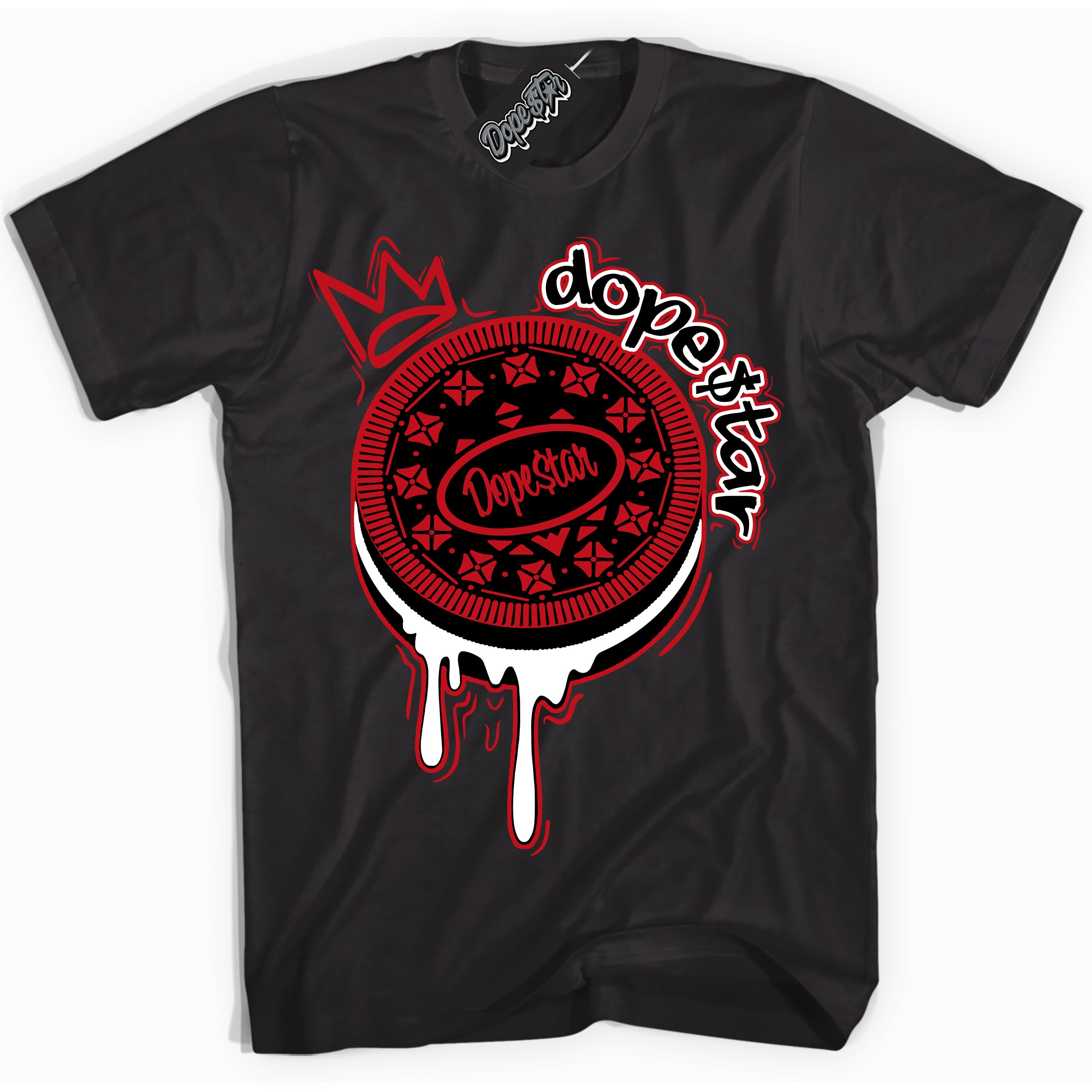 Cool Black Shirt with “ Oreo DS ” design that perfectly matches Black Dragon Red Dunk.