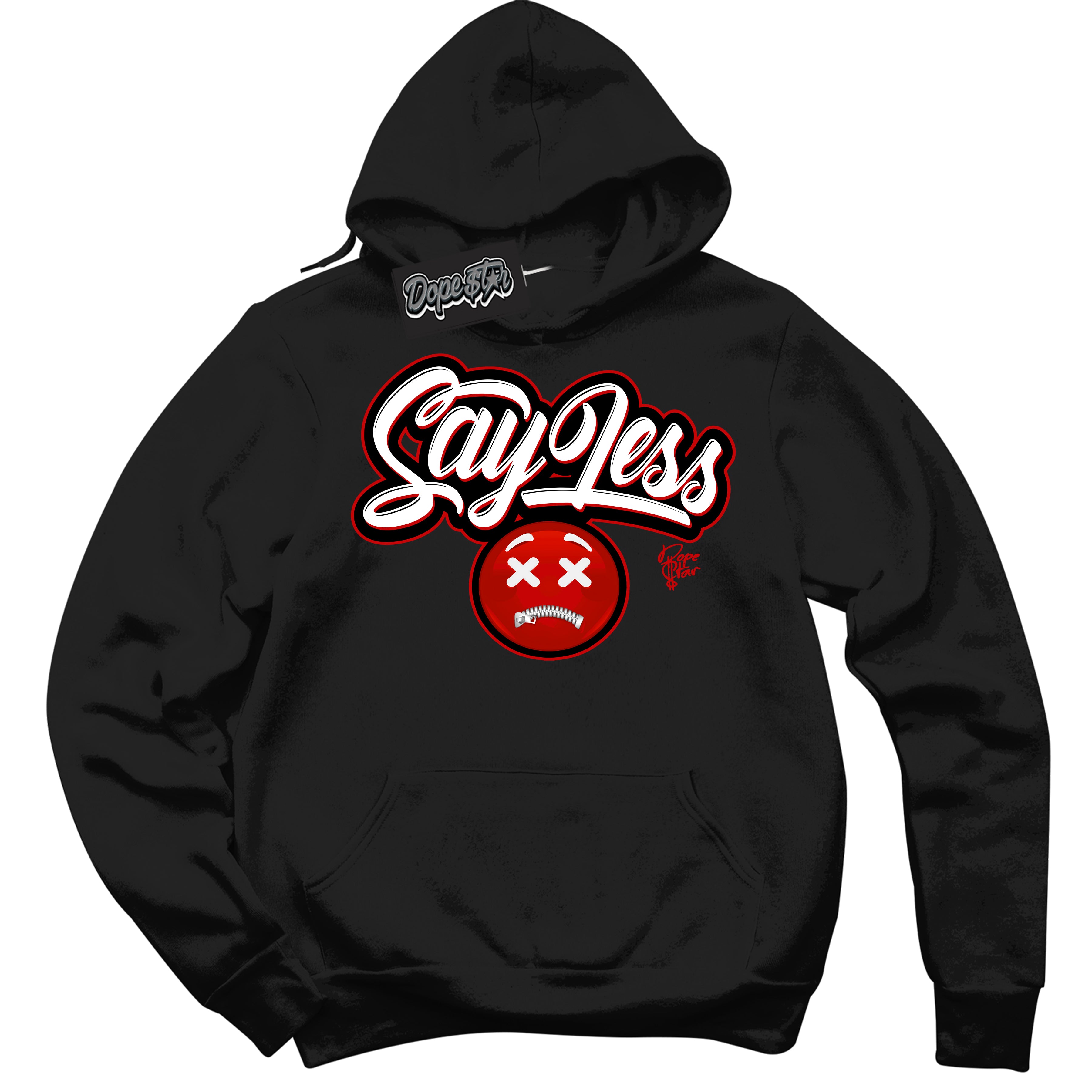 Cool Black Hoodie with “ Say Less ”  design that Perfectly Matches Black Dragon Red Dunk.