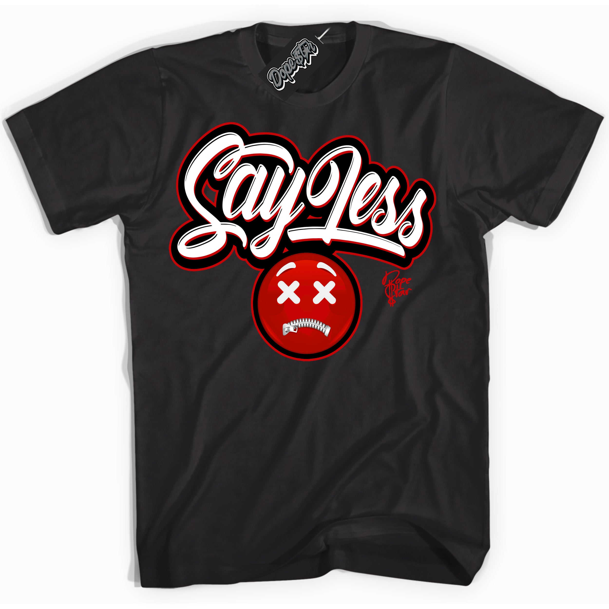 Cool Black Shirt with “ Say Less ” design that perfectly matches Black Dragon Red Dunk.