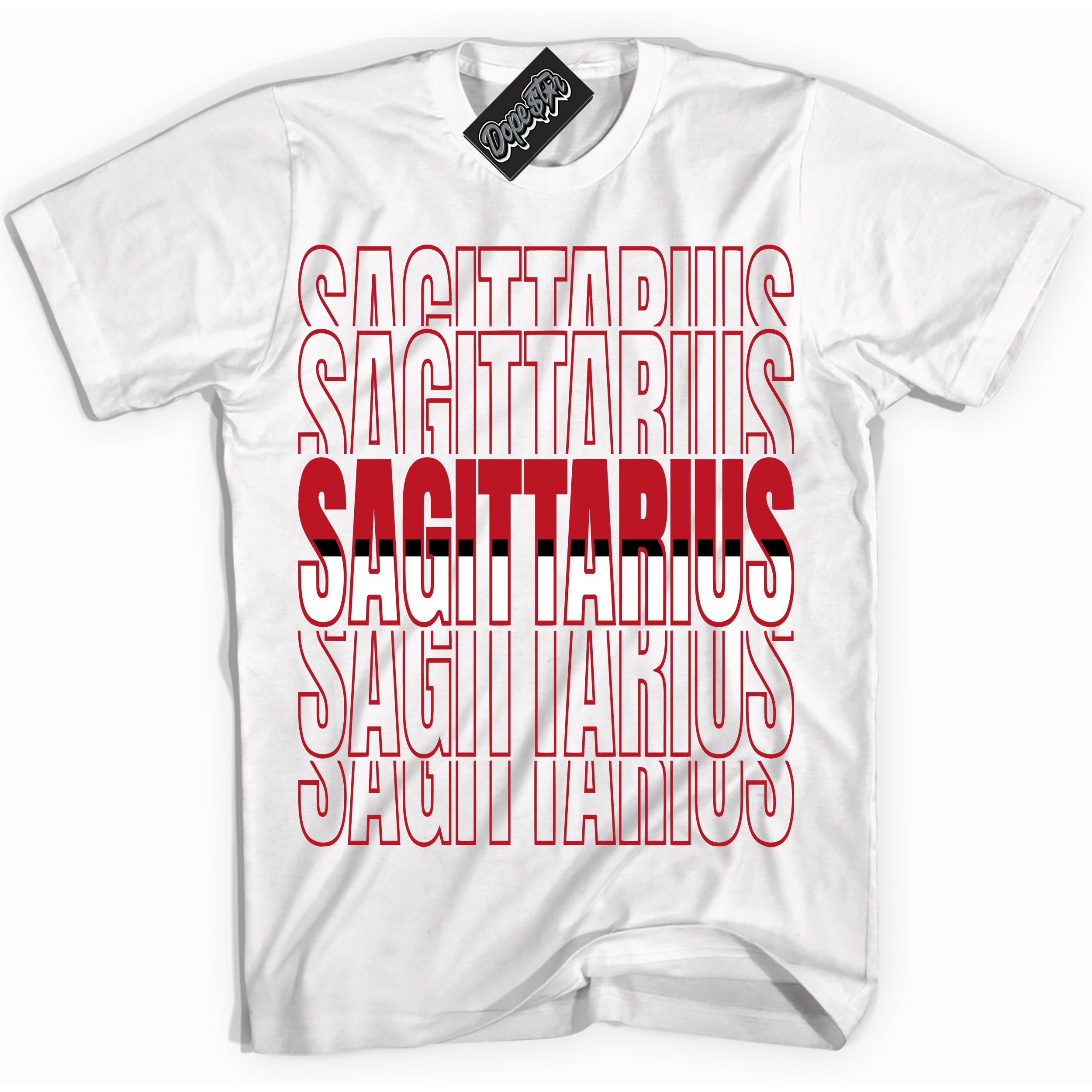 Cool White Shirt with “ Sagittarius ” design that perfectly matches Black Dragon Red Dunk.