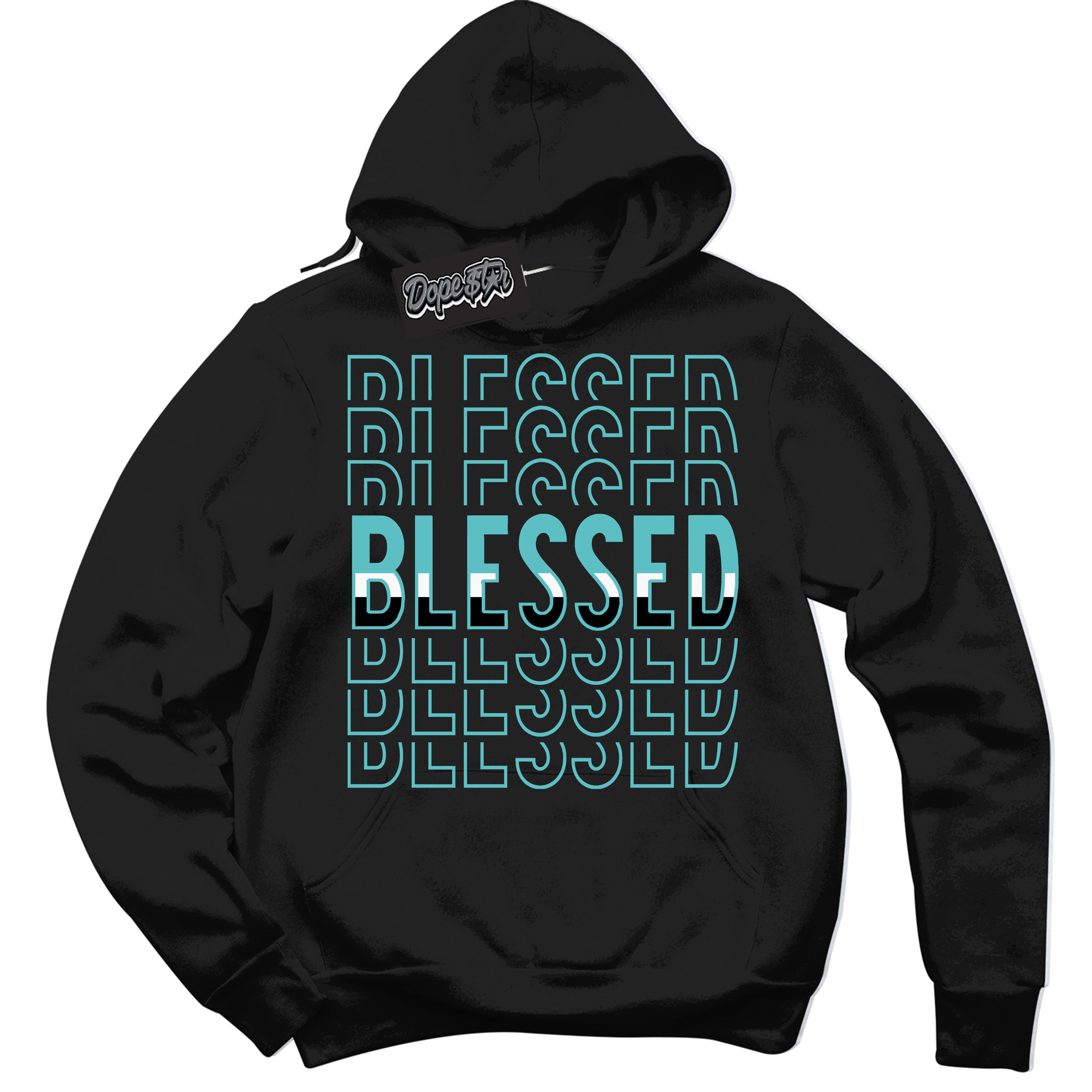 Dunk Low Retro Black Dusty Cactus 'Blessed Stacked' Hoodie - Black Streetwear Mockup | Sneakerhead Sweatshirt Matching Dunk Low Retro Black Dusty Cactus | Blessed Stacked Urban Streetwear for Sneaker Matching OOTD | Outfits that pair perfectly with your ND Low Retro Black Dusty Cactus | Sneakerhead Fashion Must-Have Apparel for Men and Women.