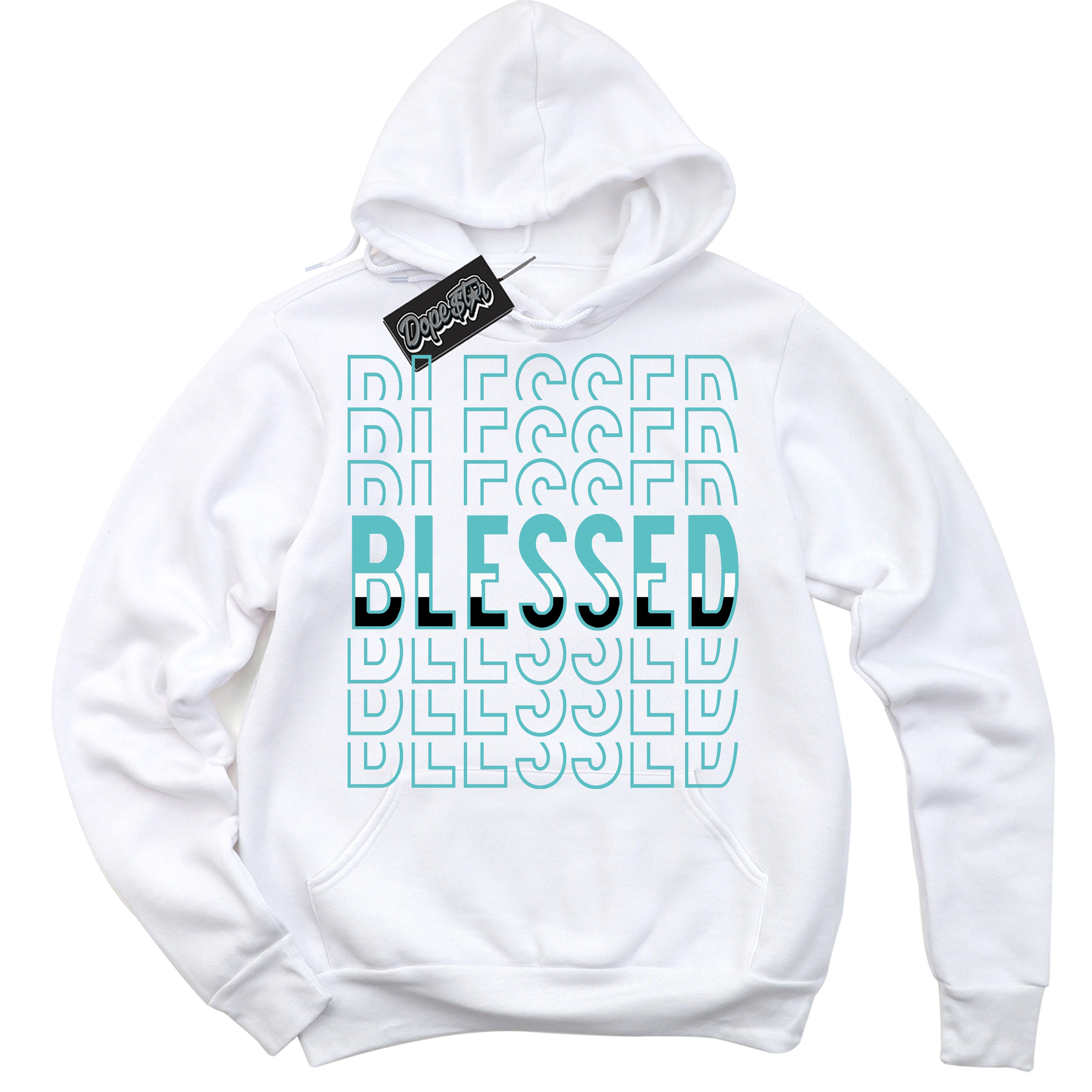 Dunk Low Retro Black Dusty Cactus 'Blessed Stacked' Hoodie - White Streetwear Mockup | Sneakerhead Sweatshirt Matching Dunk Low Retro Black Dusty Cactus | Blessed Stacked Urban Streetwear for Sneaker Matching OOTD | Outfits that pair perfectly with your ND Low Retro Black Dusty Cactus | Sneakerhead Fashion Must-Have Apparel for Men and Women.