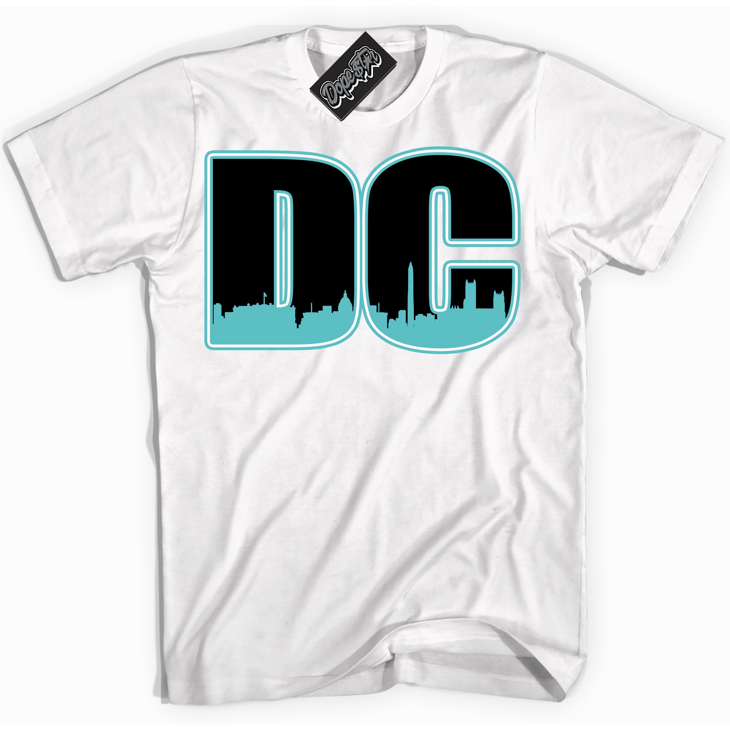 Dunk Low Retro Black Dusty Cactus 'DC' Shirt - White Streetwear Mockup | Sneakerhead T-Shirt Matching Dunk Low Retro Black Dusty Cactus | DC Urban Streetwear for Sneaker Matching OOTD | Outfits that pair perfectly with your ND Low Retro Black Dusty Cactus | Sneakerhead Fashion Must-Have Apparel for Men and Women.