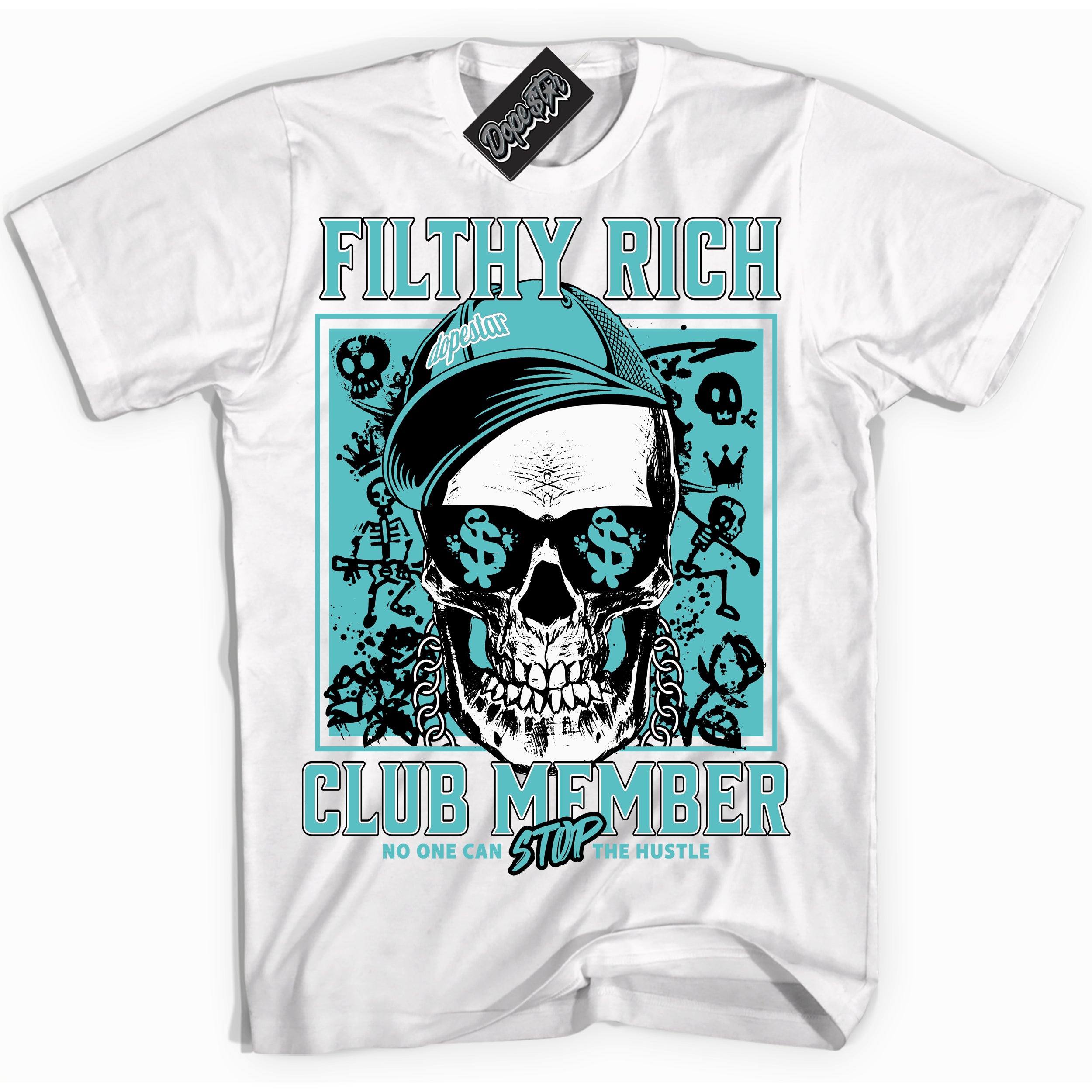 Dunk Low Retro Black Dusty Cactus 'Filthy Rich' Shirt - White Streetwear Mockup | Sneakerhead T-Shirt Matching Dunk Low Retro Black Dusty Cactus | Limited Edition Urban Streetwear for Sneaker Matching OOTD | Outfits that pair perfectly with your ND Low Retro Black Dusty Cactus | Sneakerhead Fashion Must-Have Apparel for Men and Women.