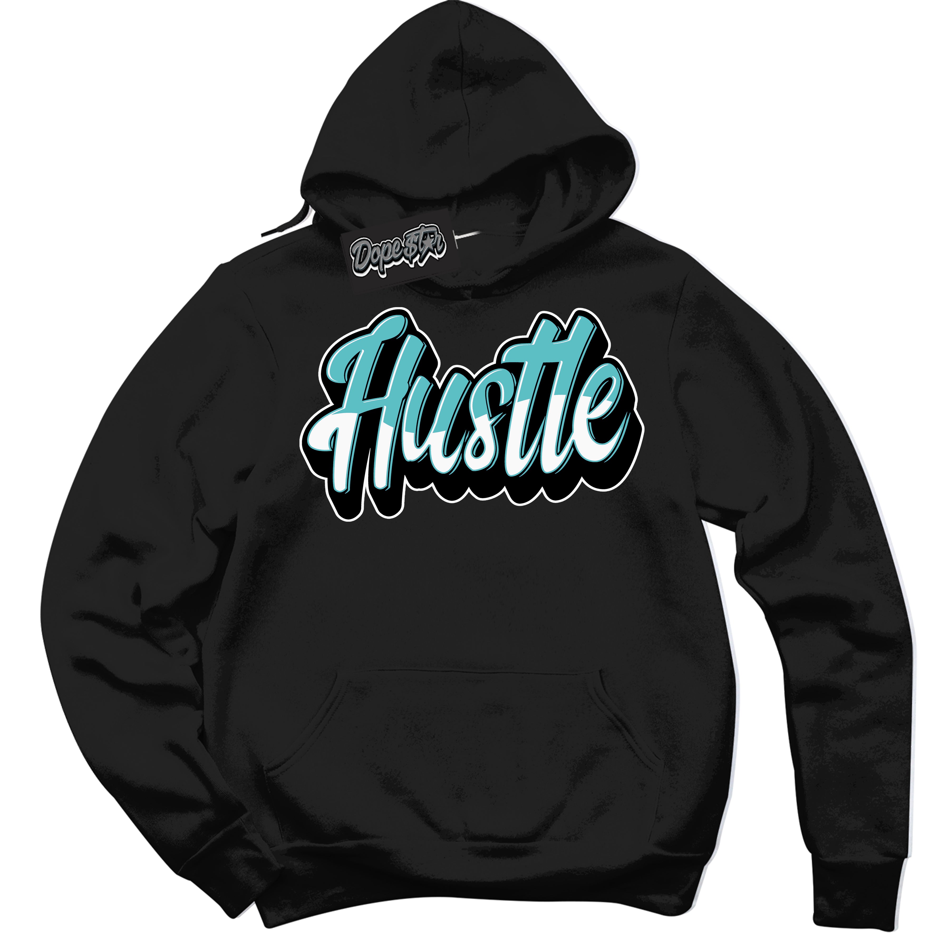 Dunk Low Retro Black Dusty Cactus 'Hustle' Hoodie - Black Streetwear Mockup | Sneakerhead Sweatshirt Matching Dunk Low Retro Black Dusty Cactus | Hustle Urban Streetwear for Sneaker Matching OOTD | Outfits that pair perfectly with your ND Low Retro Black Dusty Cactus | Sneakerhead Fashion Must-Have Apparel for Men and Women.