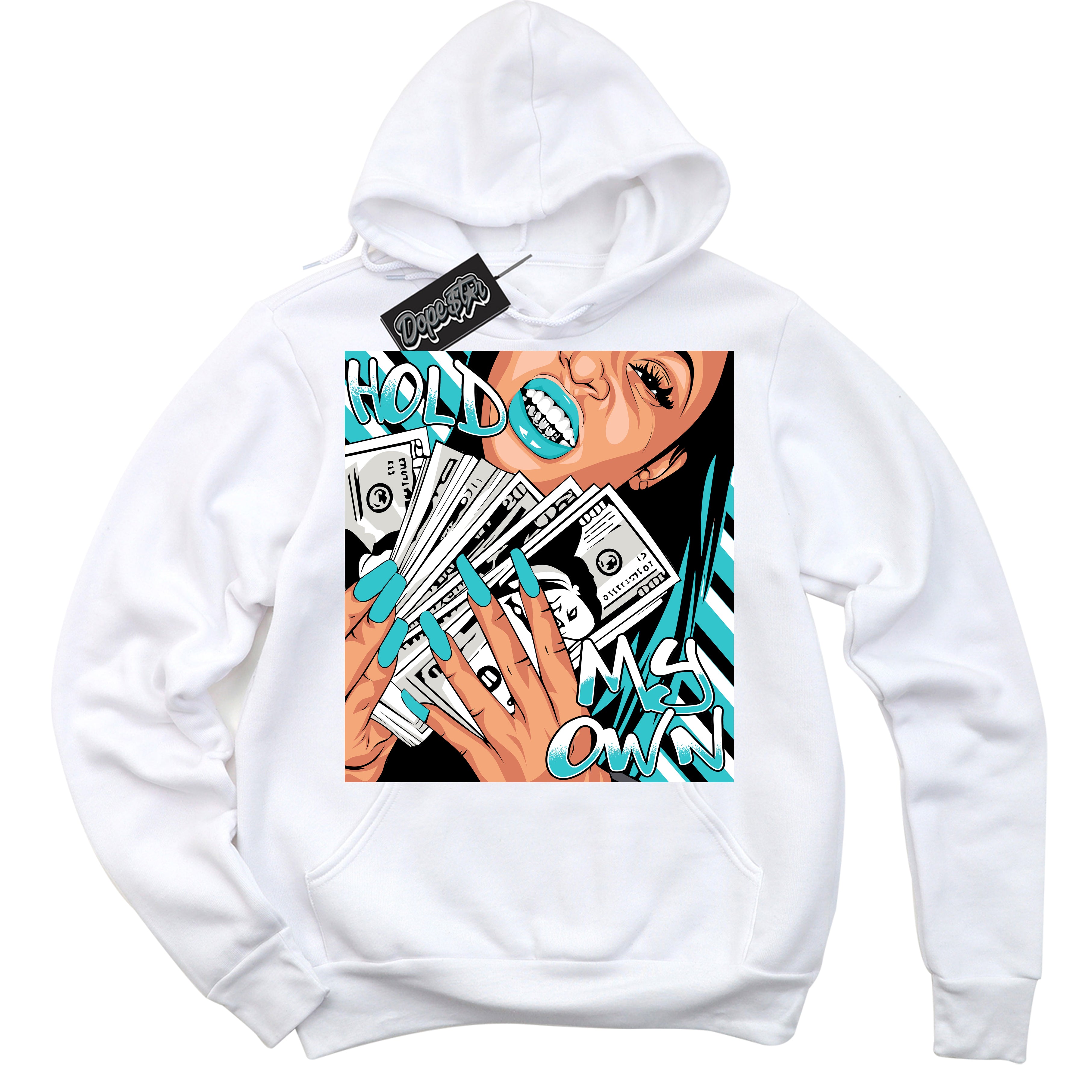 Dunk Low Retro Black Dusty Cactus 'Hold My Own' Hoodie - White Streetwear Mockup | Sneakerhead Sweatshirt Matching Dunk Low Retro Black Dusty Cactus | Limited Edition Urban Streetwear for Sneaker Matching OOTD | Outfits that pair perfectly with your ND Low Retro Black Dusty Cactus | Sneakerhead Fashion Must-Have Apparel for Men and Women.