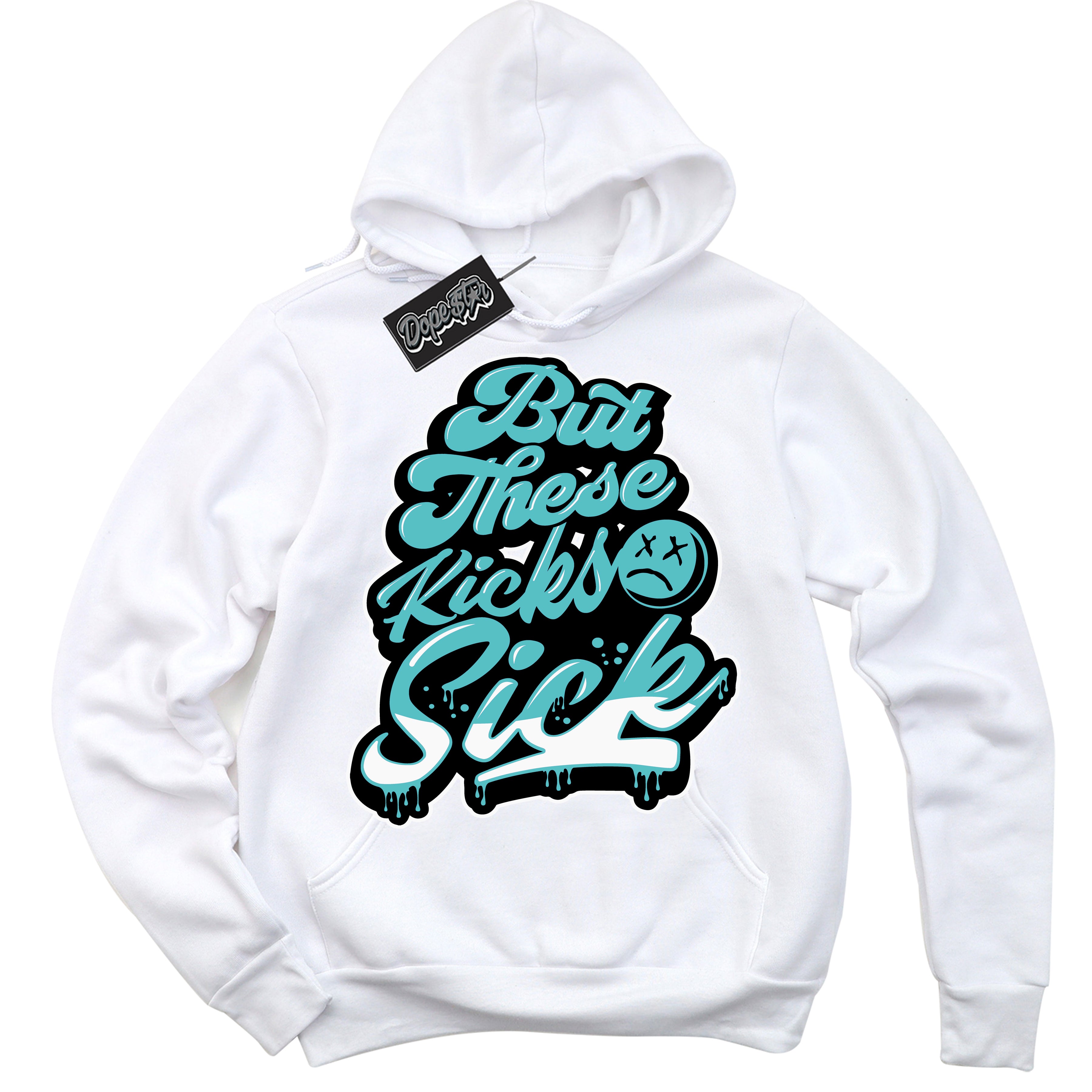 Dunk Low Retro Black Dusty Cactus 'Kick Sick' Hoodie - White Streetwear Mockup | Sneakerhead Sweatshirt Matching Dunk Low Retro Black Dusty Cactus | Limited Edition Urban Streetwear for Sneaker Matching OOTD | Outfits that pair perfectly with your ND Low Retro Black Dusty Cactus | Sneakerhead Fashion Must-Have Apparel for Men and Women.