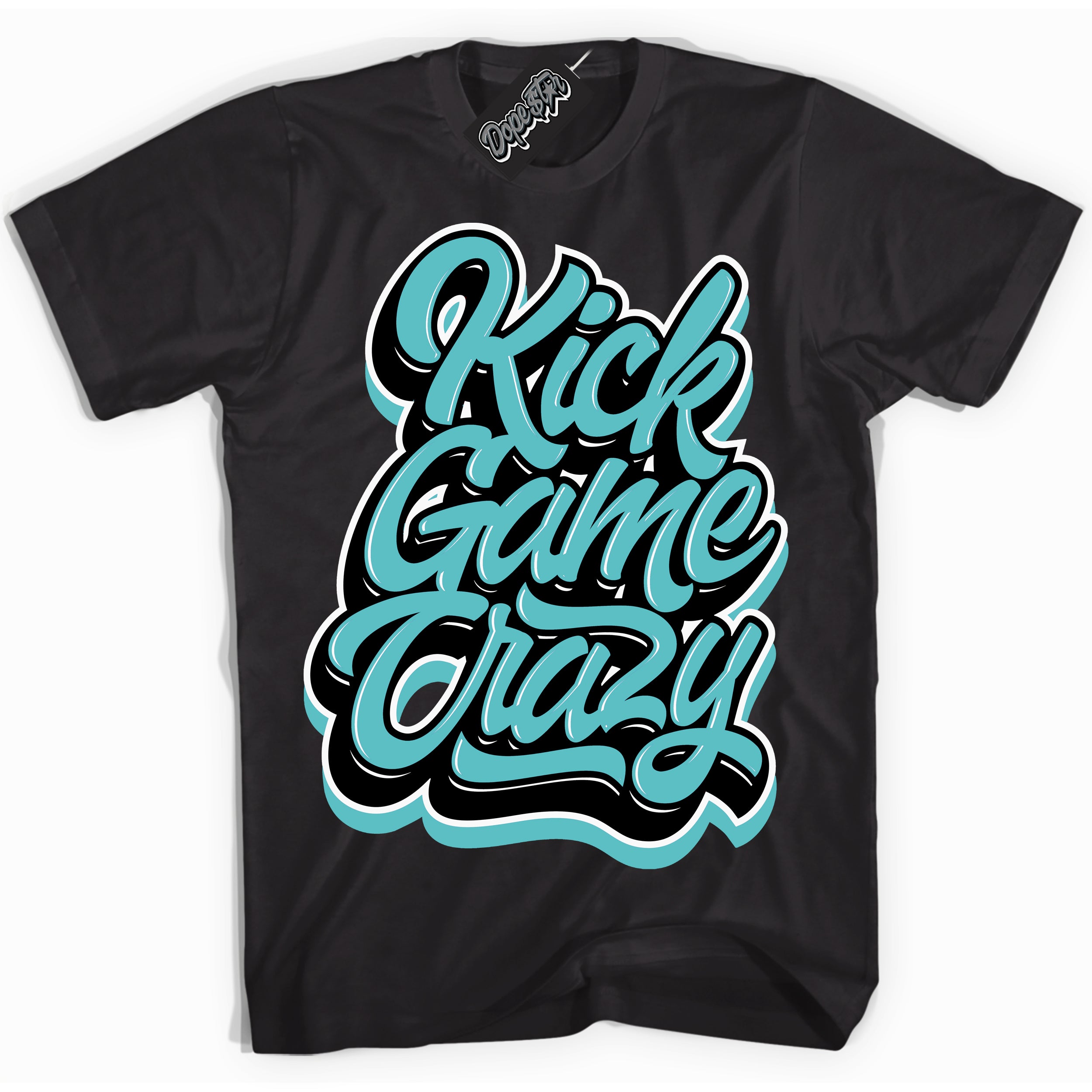 Dunk Low Retro Black Dusty Cactus 'Kick Game Crazy' Shirt - Black Streetwear Mockup | Sneakerhead T-Shirt Matching Dunk Low Retro Black Dusty Cactus | Limited Edition Urban Streetwear for Sneaker Matching OOTD | Outfits that pair perfectly with your ND Low Retro Black Dusty Cactus | Sneakerhead Fashion Must-Have Apparel for Men and Women.