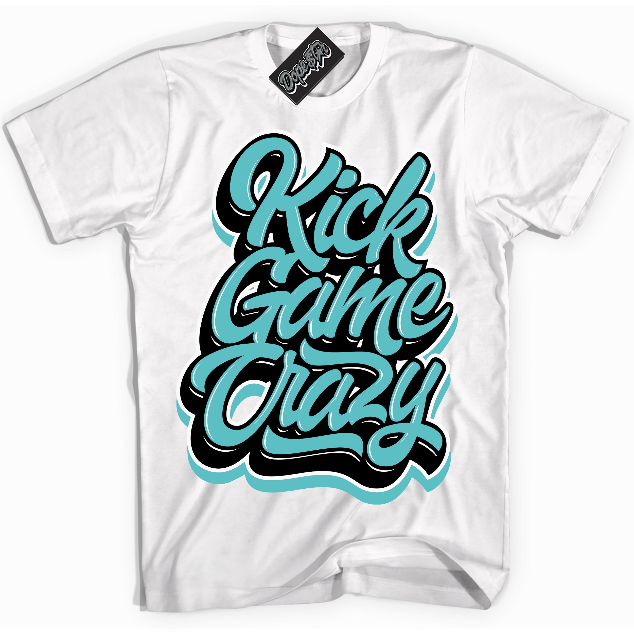 Dunk Low Retro Black Dusty Cactus 'Kick Game Crazy' Shirt - White Streetwear Mockup | Sneakerhead T-Shirt Matching Dunk Low Retro Black Dusty Cactus | Limited Edition Urban Streetwear for Sneaker Matching OOTD | Outfits that pair perfectly with your ND Low Retro Black Dusty Cactus | Sneakerhead Fashion Must-Have Apparel for Men and Women.