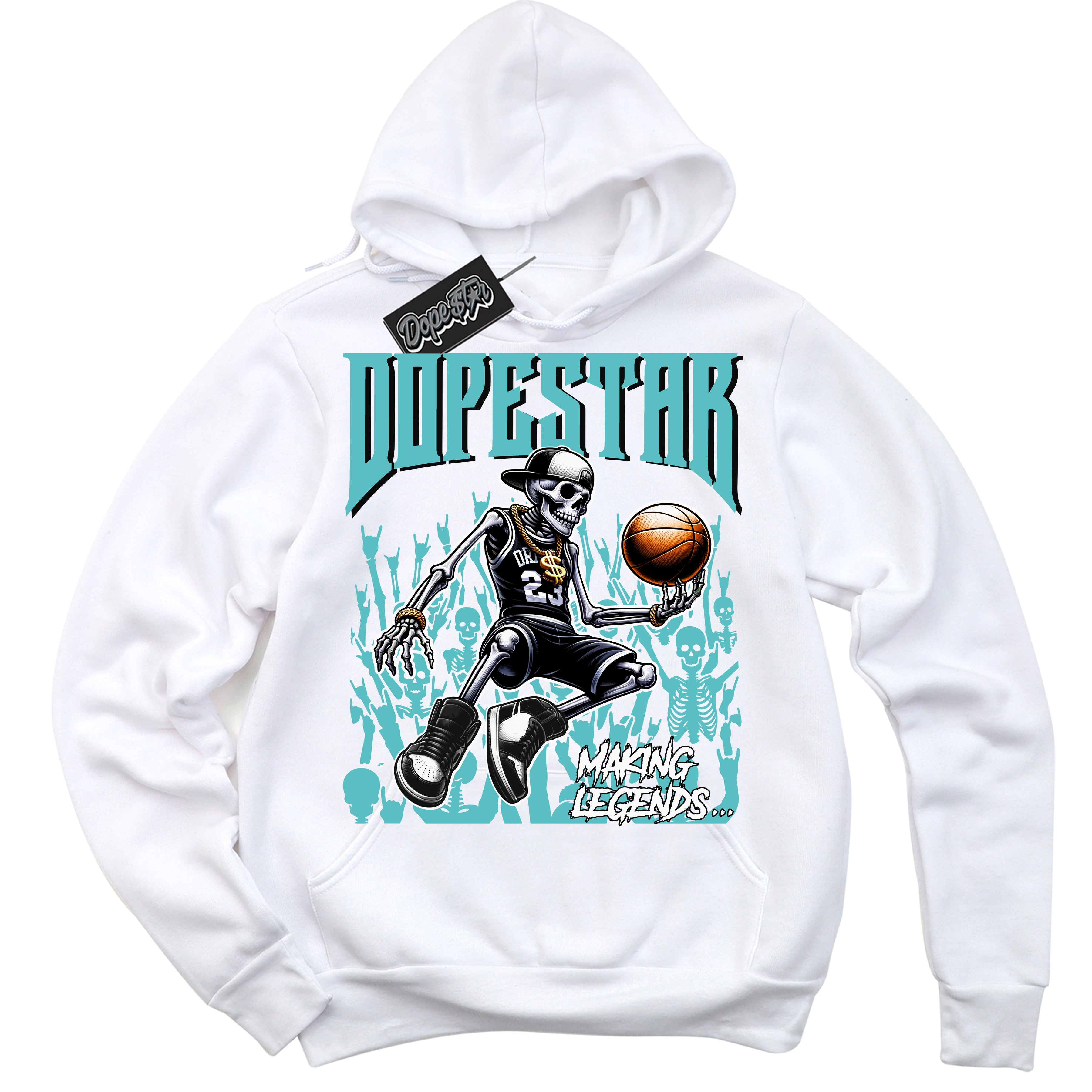 Dunk Low Retro Black Dusty Cactus 'Making Legends' Hoodie - White Streetwear Mockup | Sneakerhead Sweatshirt Matching Dunk Low Retro Black Dusty Cactus | Limited Edition Urban Streetwear for Sneaker Matching OOTD | Outfits that pair perfectly with your ND Low Retro Black Dusty Cactus | Sneakerhead Fashion Must-Have Apparel for Men and Women.