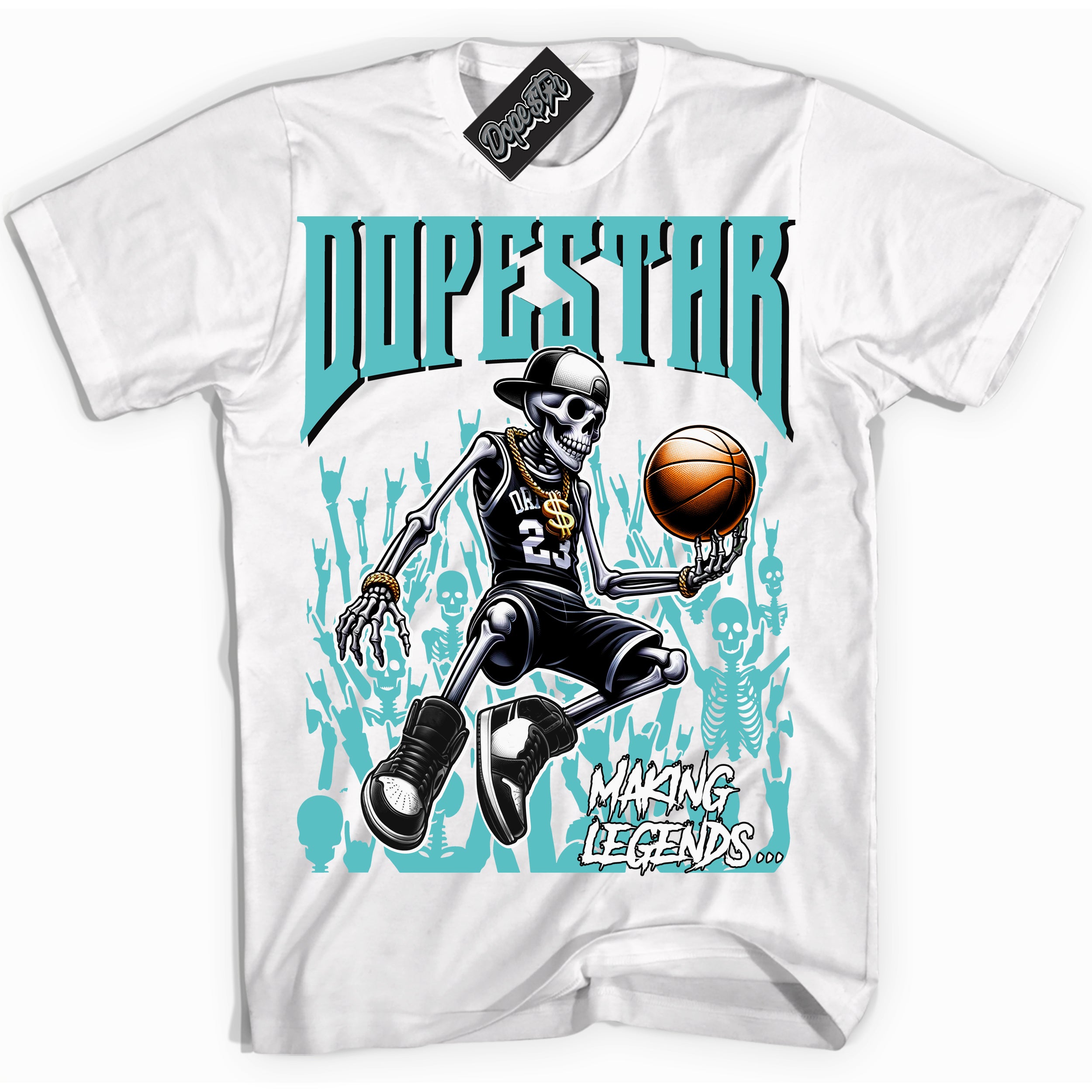 Dunk Low Retro Black Dusty Cactus 'Making Legends' Shirt - White Streetwear Mockup | Sneakerhead T-Shirt Matching Dunk Low Retro Black Dusty Cactus | Limited Edition Urban Streetwear for Sneaker Matching OOTD | Outfits that pair perfectly with your ND Low Retro Black Dusty Cactus | Sneakerhead Fashion Must-Have Apparel for Men and Women.