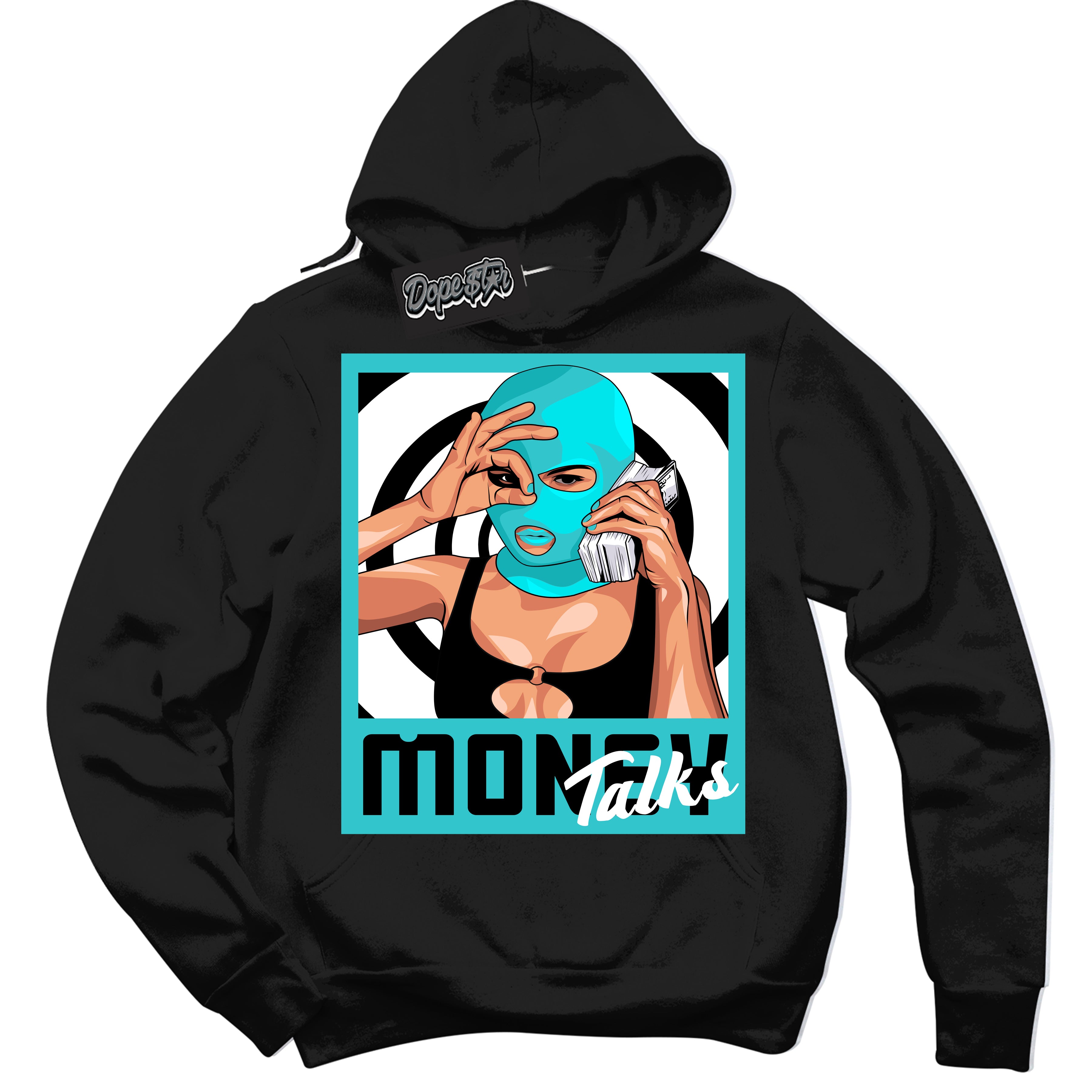 Dunk Low Retro Black Dusty Cactus 'Money Talks' Hoodie - Black Streetwear Mockup | Sneakerhead Sweatshirt Matching Dunk Low Retro Black Dusty Cactus | Limited Edition Urban Streetwear for Sneaker Matching OOTD | Outfits that pair perfectly with your ND Low Retro Black Dusty Cactus | Sneakerhead Fashion Must-Have Apparel for Men and Women.