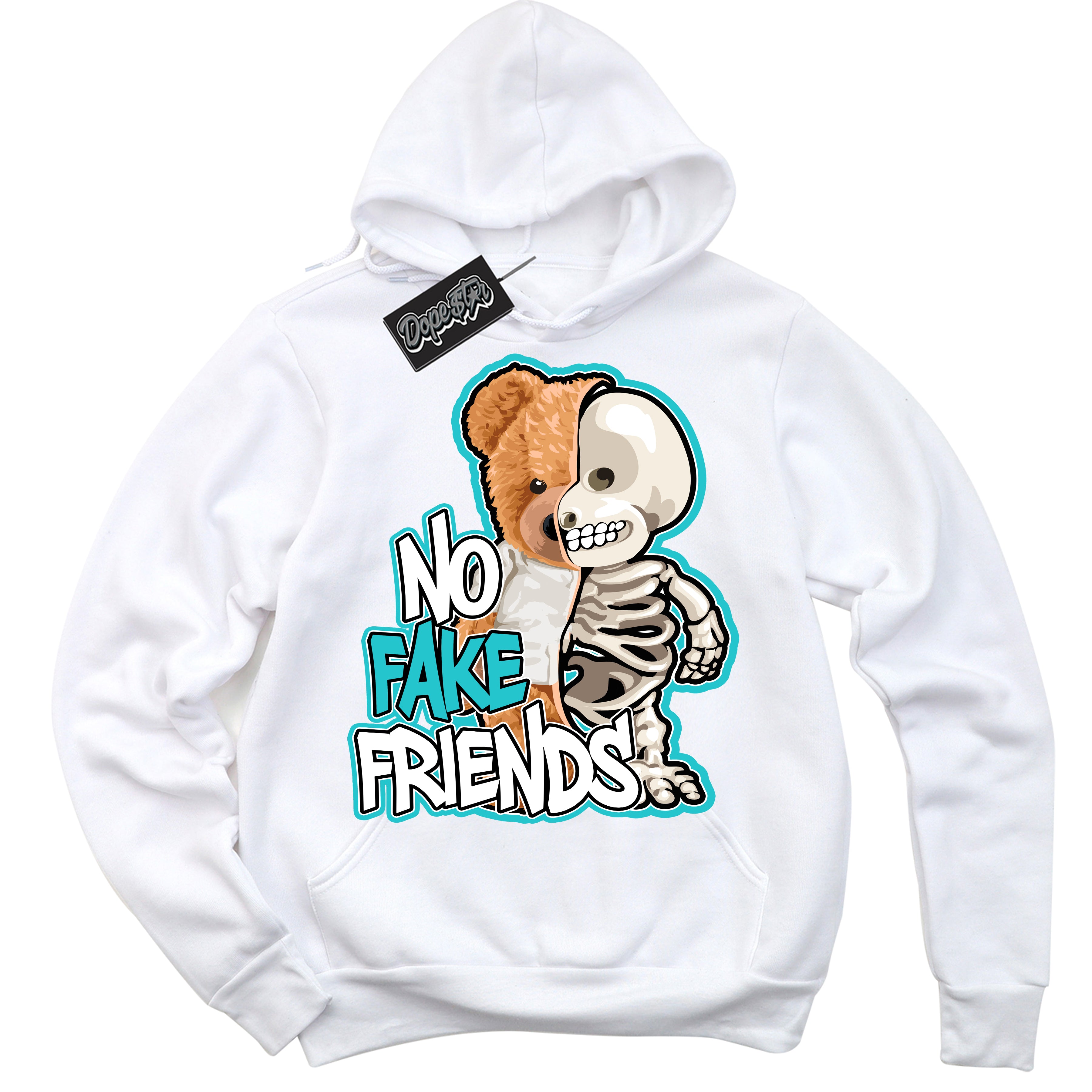 Dunk Low Retro Black Dusty Cactus 'No Fake Friends' Hoodie - White Streetwear Mockup | No Fake Friends Sweatshirt Matching Dunk Low Retro Black Dusty Cactus | Limited Edition Urban Streetwear for Sneaker Matching OOTD | Outfits that pair perfectly with your ND Low Retro Black Dusty Cactus | No Fake Friends Fashion Must-Have Apparel for Men and Women.