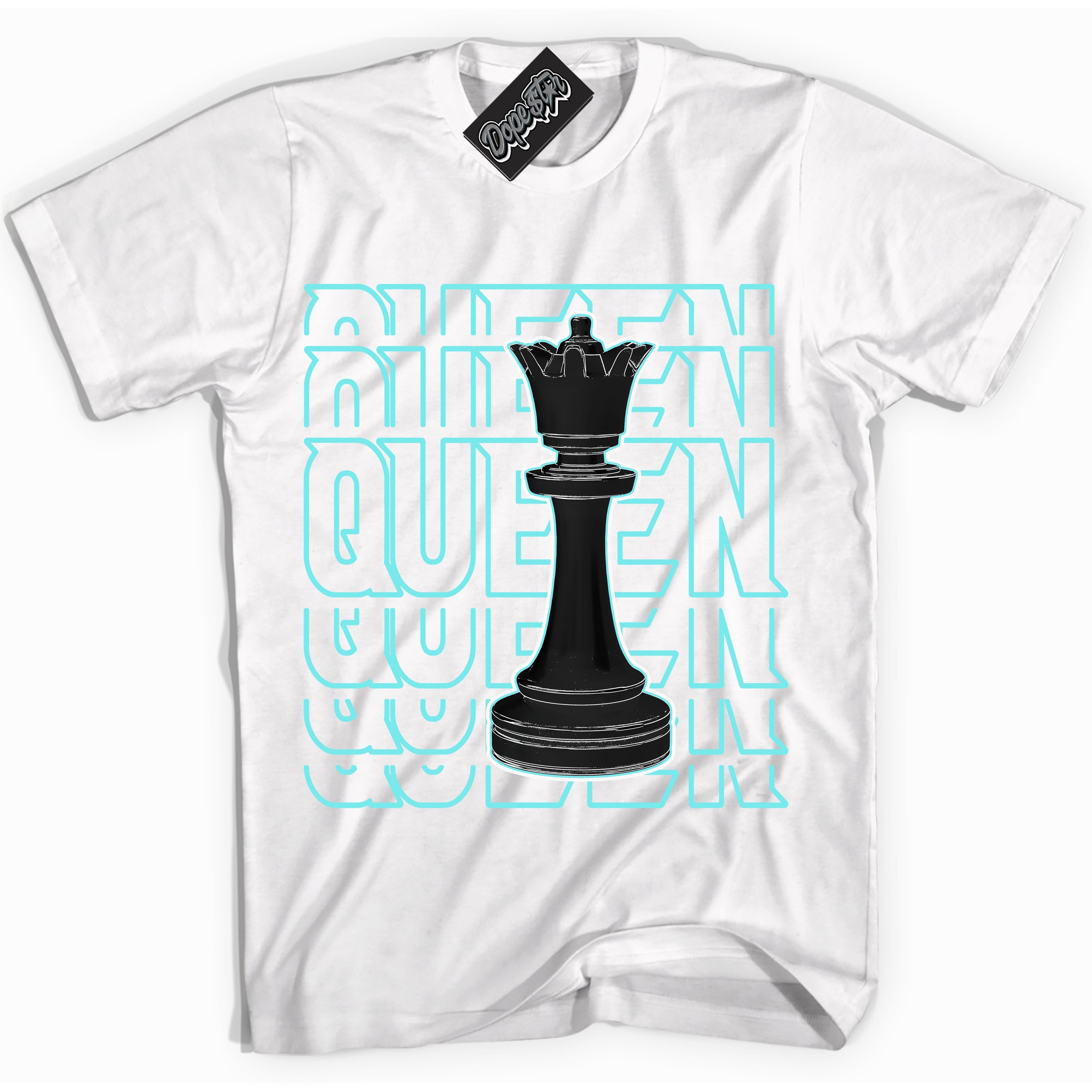 Dunk Low Retro Black Dusty Cactus 'Queen Chess' Shirt - White Streetwear Mockup | Sneakerhead T-Shirt Matching Dunk Low Retro Black Dusty Cactus | Limited Edition Urban Streetwear for Sneaker Matching OOTD | Outfits that pair perfectly with your ND Low Retro Black Dusty Cactus | Sneakerhead Fashion Must-Have Apparel for Men and Women.