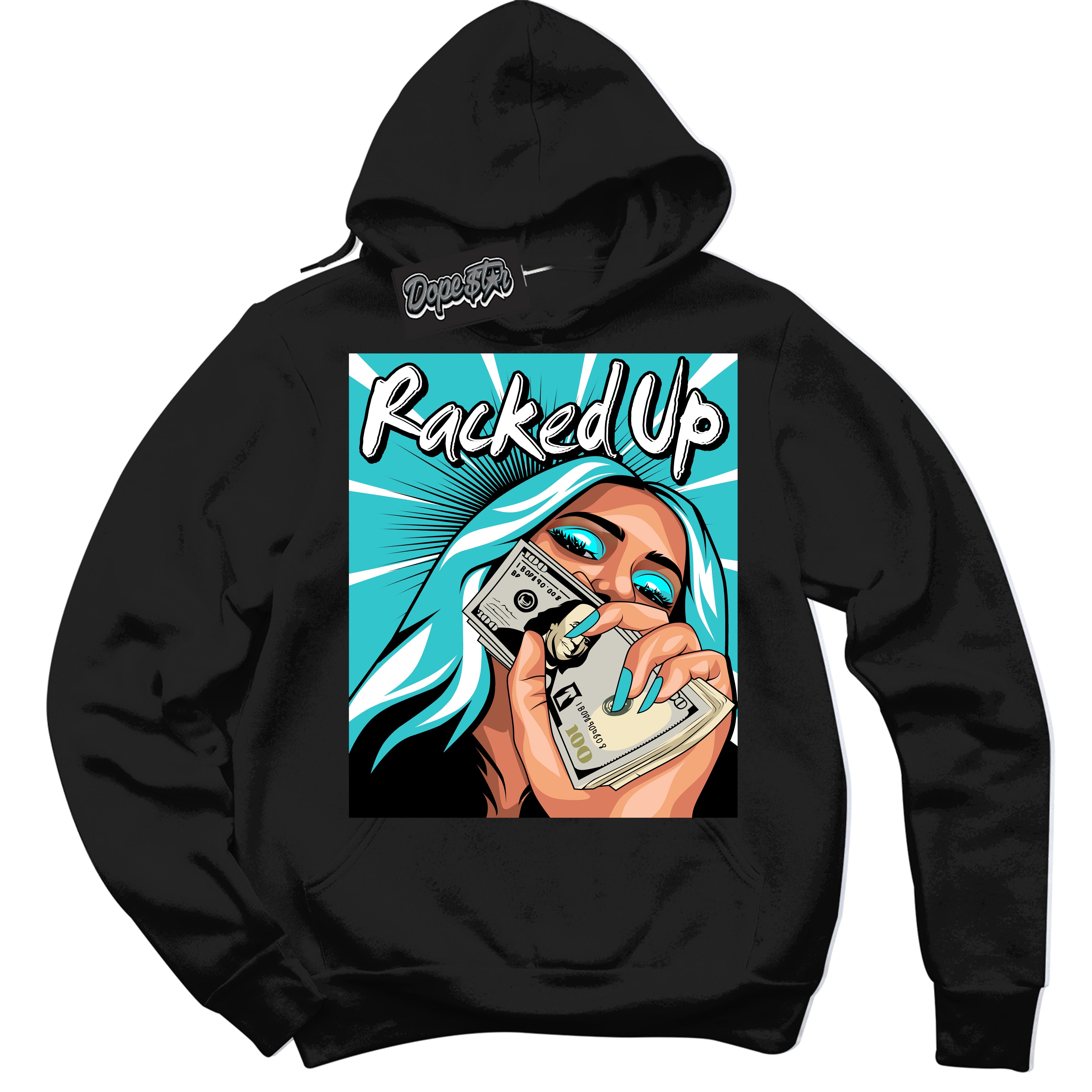 Dunk Low Retro Black Dusty Cactus 'Racked Up' Hoodie - Black Streetwear Mockup | Sneakerhead Sweatshirt Matching Dunk Low Retro Black Dusty Cactus | Limited Edition Urban Streetwear for Sneaker Matching OOTD | Outfits that pair perfectly with your ND Low Retro Black Dusty Cactus | Sneakerhead Fashion Must-Have Apparel for Men and Women.