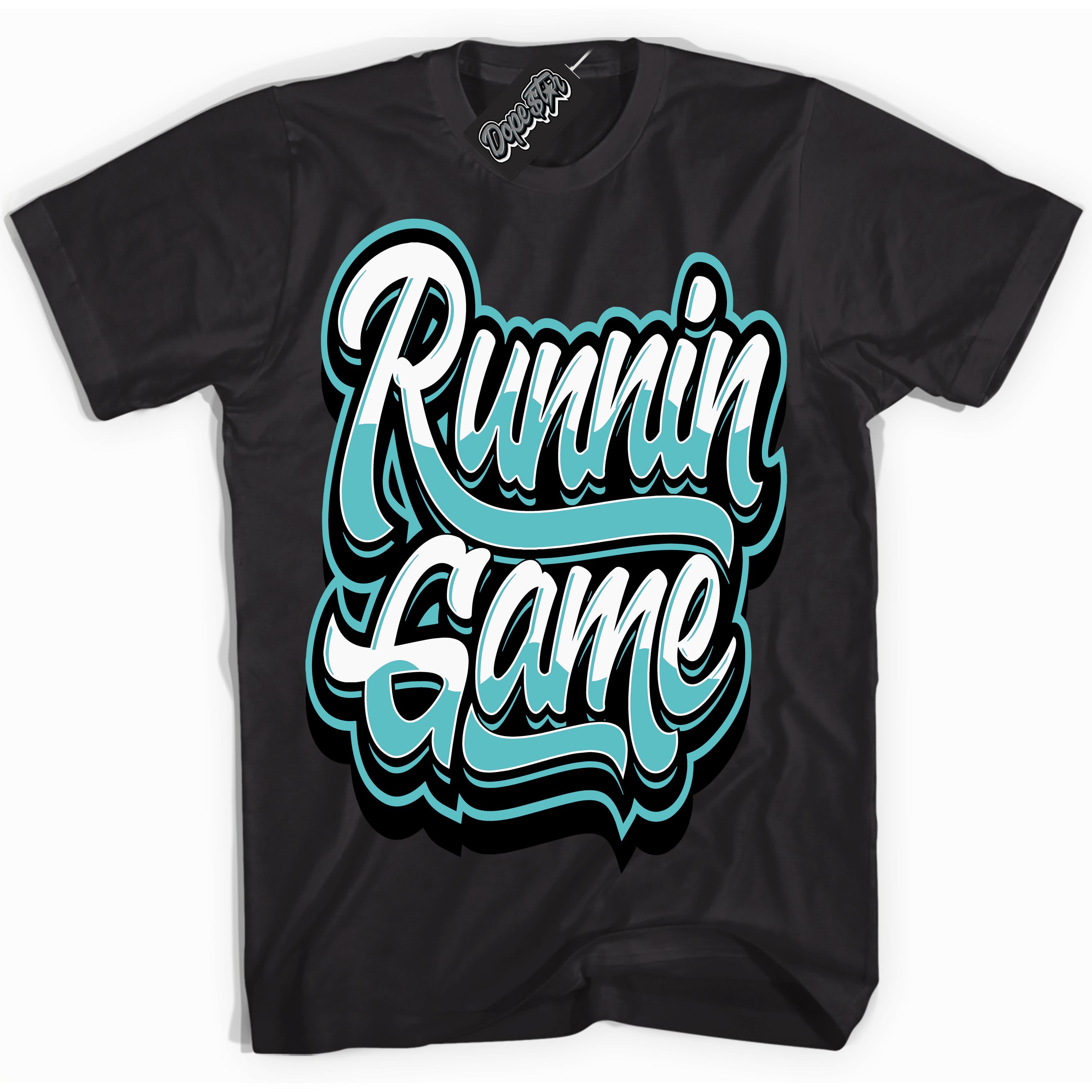 Dunk Low Retro Black Dusty Cactus 'Running Game' Shirt - Black Streetwear Mockup | Sneakerhead T-Shirt Matching Dunk Low Retro Black Dusty Cactus | Limited Edition Urban Streetwear for Sneaker Matching OOTD | Outfits that pair perfectly with your ND Low Retro Black Dusty Cactus | Sneakerhead Fashion Must-Have Apparel for Men and Women.