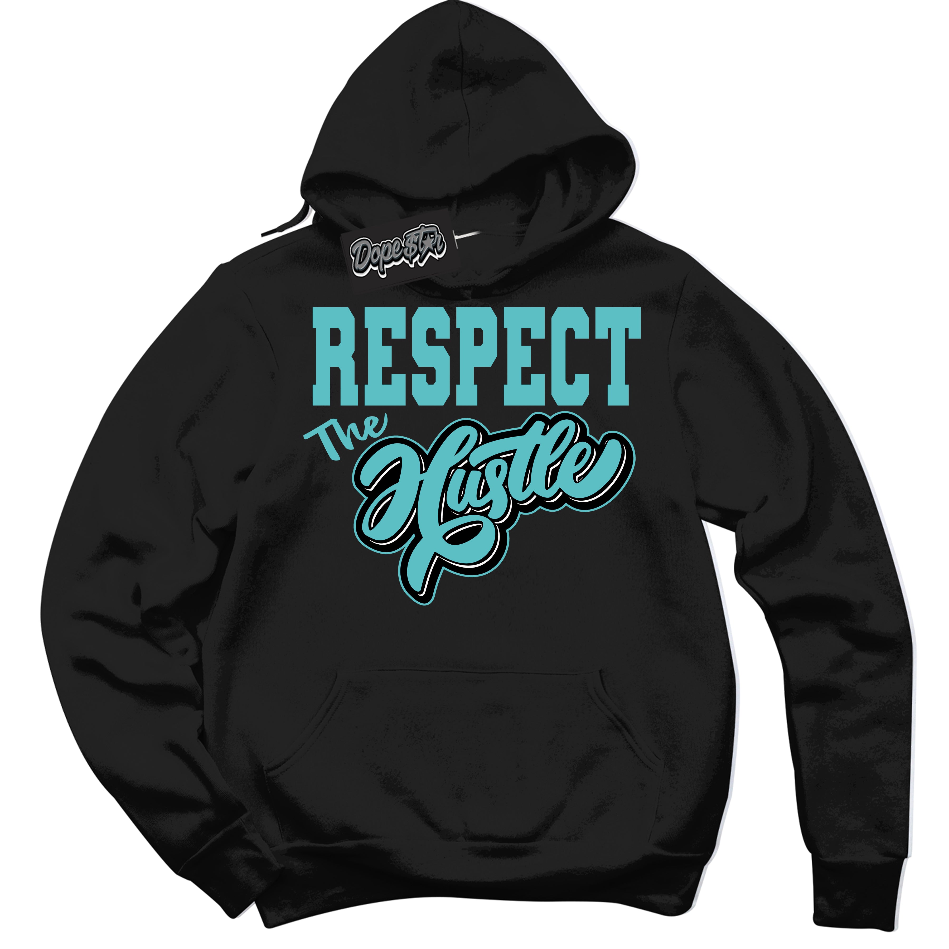 Dunk Low Retro Black Dusty Cactus 'Respect The Hustle' Hoodie - Black Streetwear Mockup | Sneakerhead Sweatshirt Matching Dunk Low Retro Black Dusty Cactus | Limited Edition Urban Streetwear for Sneaker Matching OOTD | Outfits that pair perfectly with your ND Low Retro Black Dusty Cactus | Sneakerhead Fashion Must-Have Apparel for Men and Women.