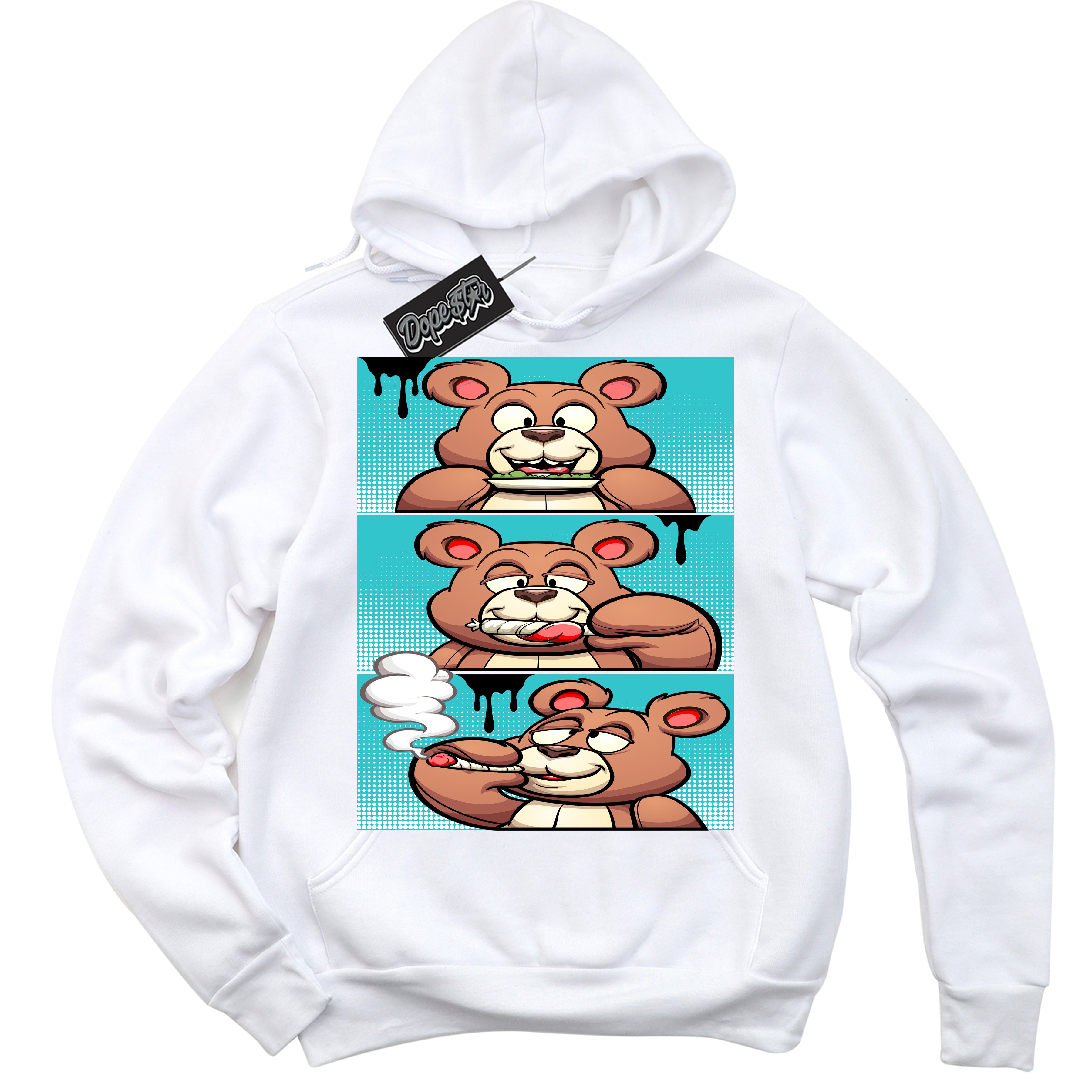 Dunk Low Retro Black Dusty Cactus 'Roll It Lick It Smoke It Bear' Hoodie - White Streetwear Mockup | Roll It Lick It Smoke It Bear Sweatshirt Matching Dunk Low Retro Black Dusty Cactus | Limited Edition Urban Streetwear for Sneaker Matching OOTD | Outfits that pair perfectly with your ND Low Retro Black Dusty Cactus | Roll It Lick It Smoke It Bear Fashion Must-Have Apparel for Men and Women.