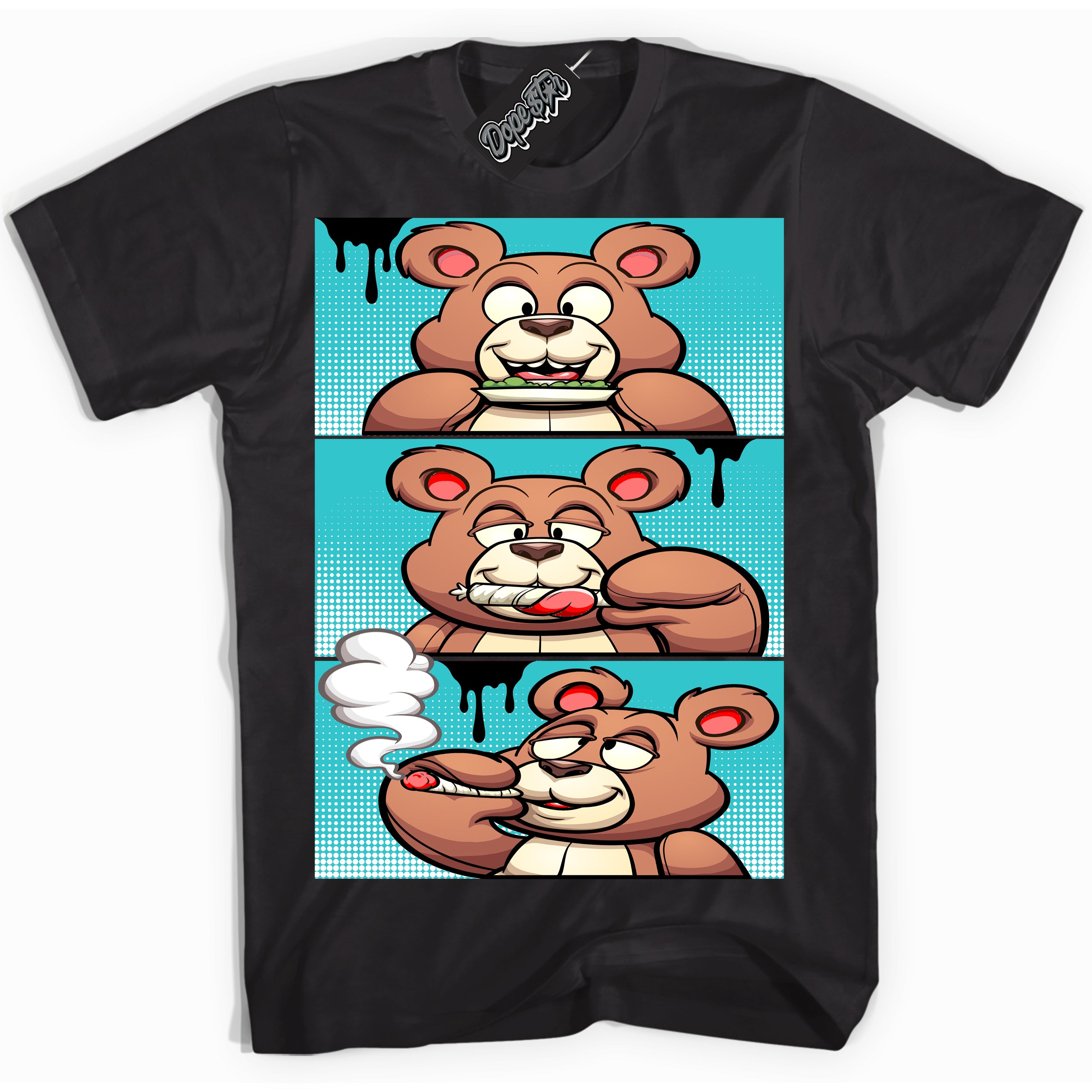 Dunk Low Retro Black Dusty Cactus 'Roll It Lick It Smoke It Bear' Shirt - Black Streetwear Mockup | Roll It Lick It Smoke It Bear T-Shirt Matching Dunk Low Retro Black Dusty Cactus | Limited Edition Urban Streetwear for Sneaker Matching OOTD | Outfits that pair perfectly with your ND Low Retro Black Dusty Cactus | Roll It Lick It Smoke It Bear Fashion Must-Have Apparel for Men and Women.