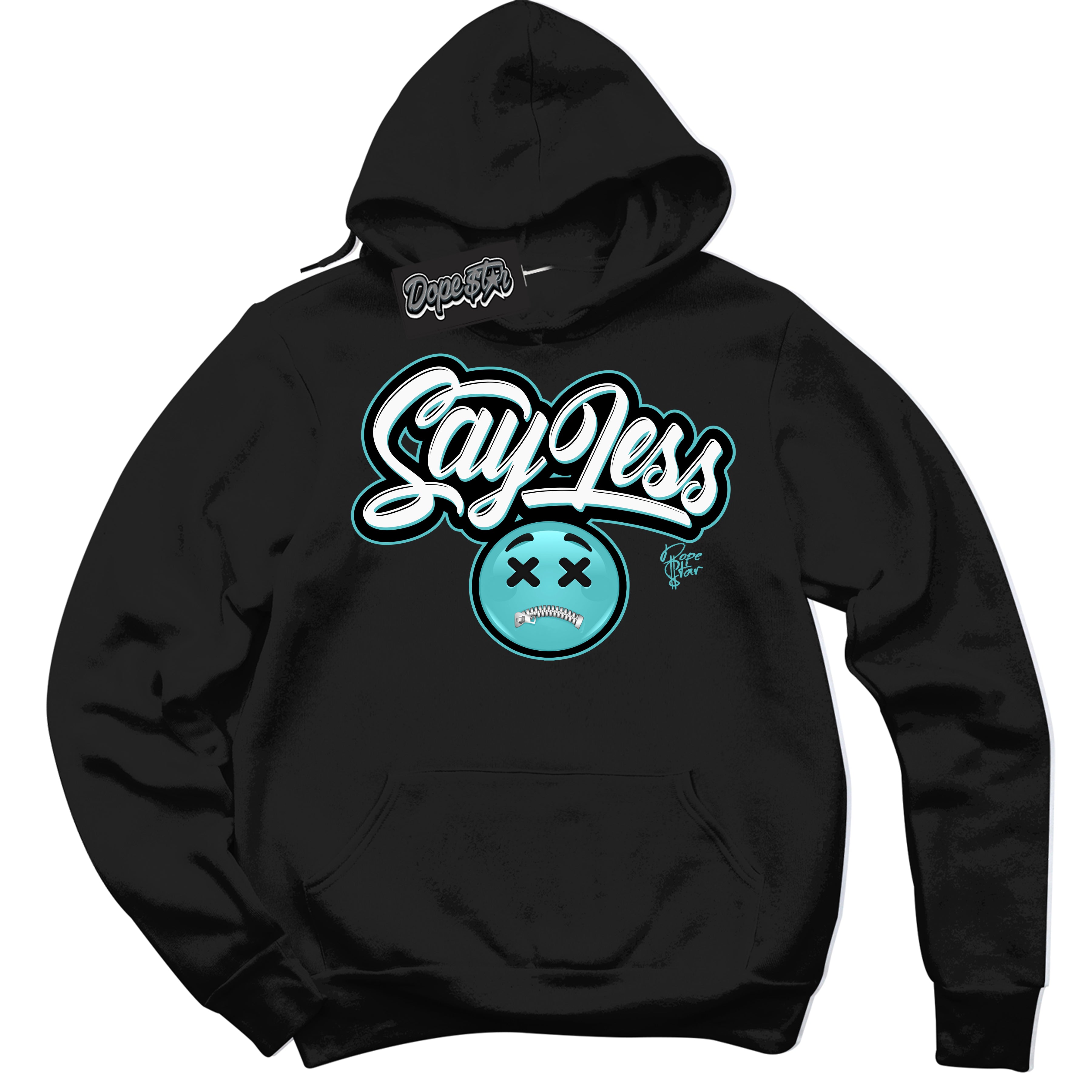 Dunk Low Retro Black Dusty Cactus 'Say Less' Hoodie - Black Streetwear Mockup | Sneakerhead Sweatshirt Matching Dunk Low Retro Black Dusty Cactus | Limited Edition Urban Streetwear for Sneaker Matching OOTD | Outfits that pair perfectly with your ND Low Retro Black Dusty Cactus | Sneakerhead Fashion Must-Have Apparel for Men and Women.