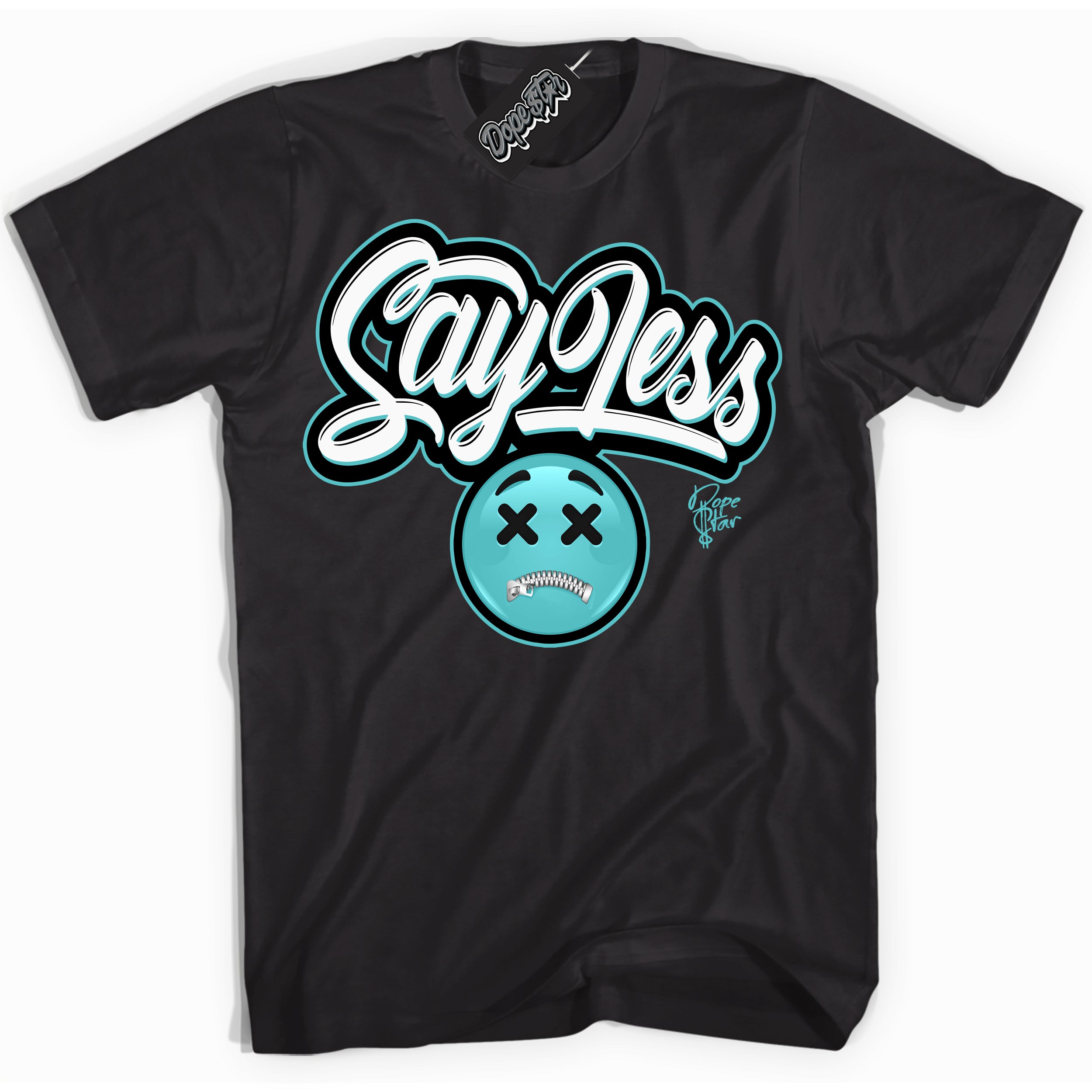 Dunk Low Retro Black Dusty Cactus 'Say Less' Shirt - Black Streetwear Mockup | Sneakerhead T-Shirt Matching Dunk Low Retro Black Dusty Cactus | Limited Edition Urban Streetwear for Sneaker Matching OOTD | Outfits that pair perfectly with your ND Low Retro Black Dusty Cactus | Sneakerhead Fashion Must-Have Apparel for Men and Women.