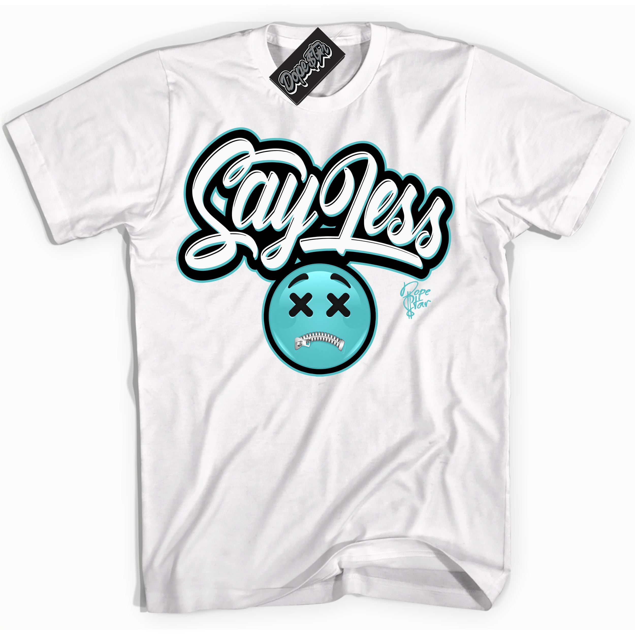 Dunk Low Retro Black Dusty Cactus 'Say Less' Shirt - White Streetwear Mockup | Sneakerhead T-Shirt Matching Dunk Low Retro Black Dusty Cactus | Limited Edition Urban Streetwear for Sneaker Matching OOTD | Outfits that pair perfectly with your ND Low Retro Black Dusty Cactus | Sneakerhead Fashion Must-Have Apparel for Men and Women.