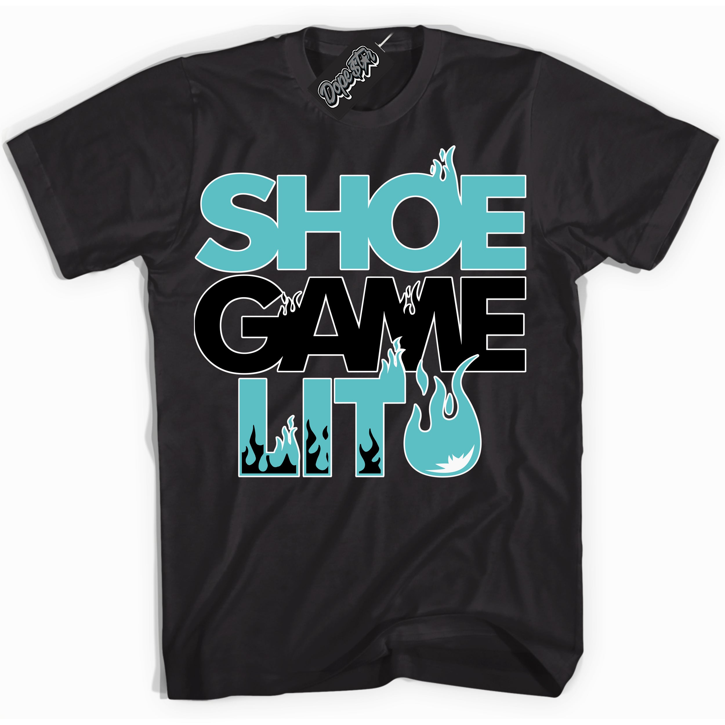 Dunk Low Retro Black Dusty Cactus 'Shoe Game Lit' Shirt - Black Streetwear Mockup | Shoe Game Lit T-Shirt Matching Dunk Low Retro Black Dusty Cactus | Limited Edition Urban Streetwear for Sneaker Matching OOTD | Outfits that pair perfectly with your ND Low Retro Black Dusty Cactus | Shoe Game Lit Fashion Must-Have Apparel for Men and Women.