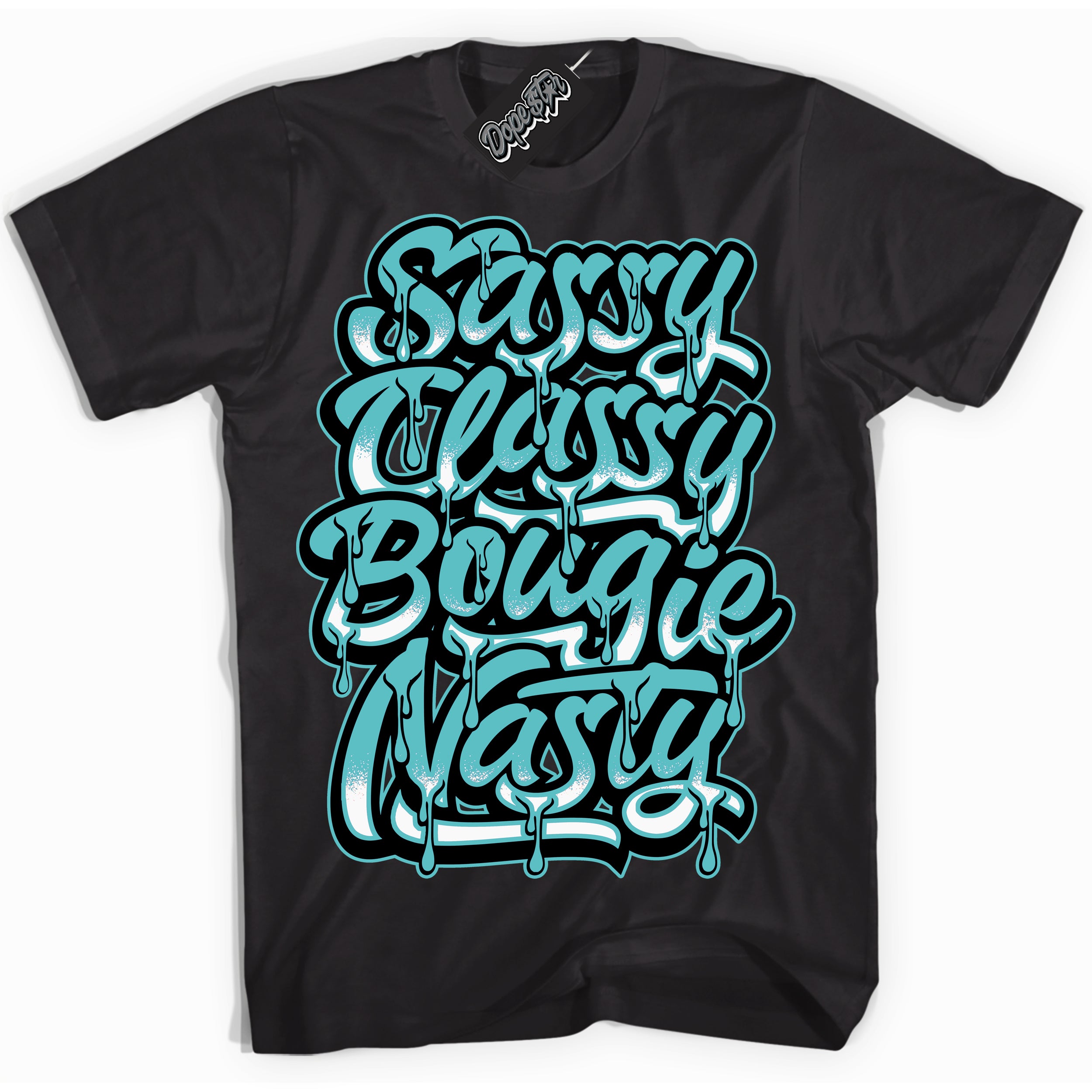 Dunk Low Retro Black Dusty Cactus 'Sassy Classy' Shirt - Black Streetwear Mockup | Sneakerhead T-Shirt Matching Dunk Low Retro Black Dusty Cactus | Limited Edition Urban Streetwear for Sneaker Matching OOTD | Outfits that pair perfectly with your ND Low Retro Black Dusty Cactus | Sneakerhead Fashion Must-Have Apparel for Men and Women.