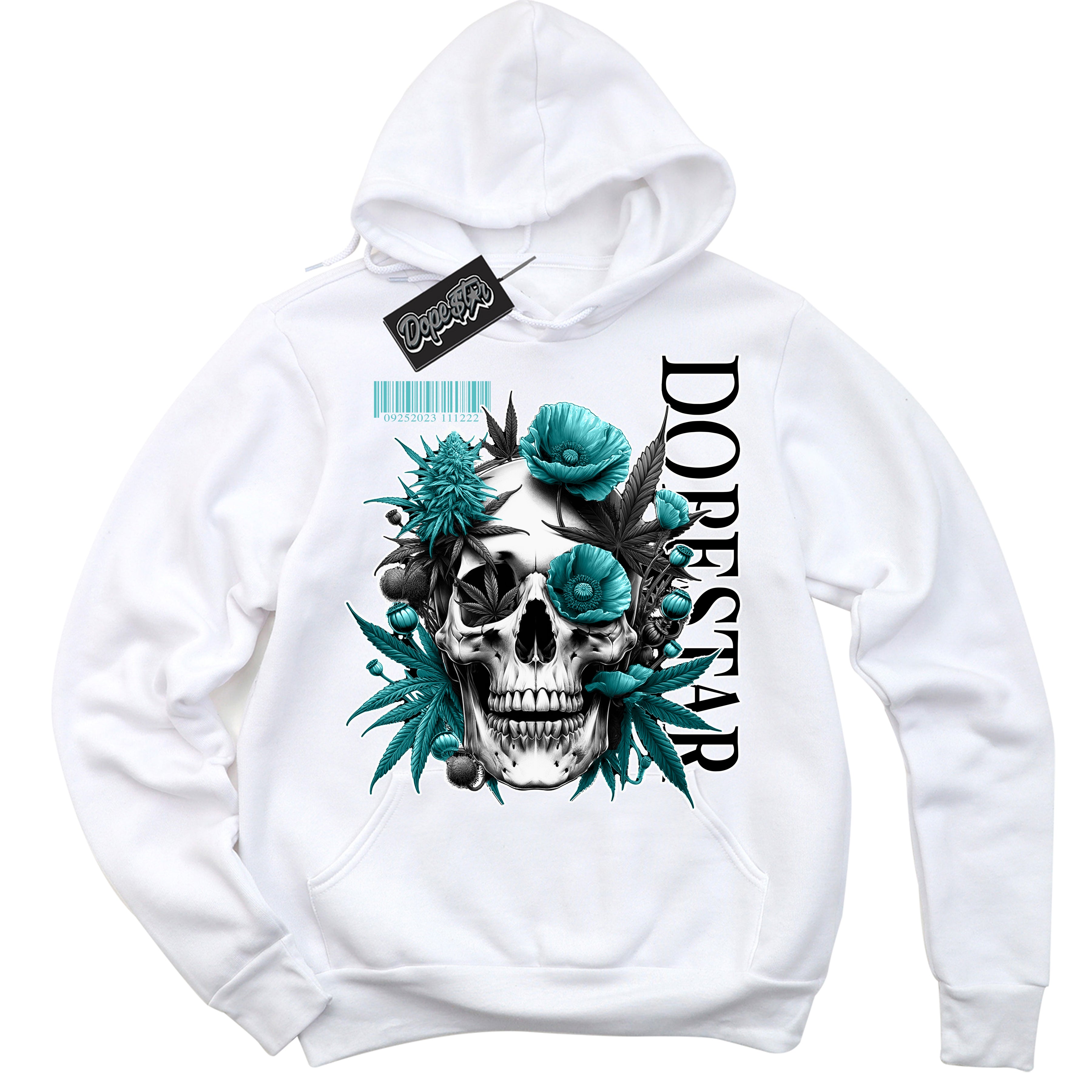 Dunk Low Retro Black Dusty Cactus 'Skull Poppies' Hoodie - White Streetwear Mockup | Sneakerhead Sweatshirt Matching Dunk Low Retro Black Dusty Cactus | Limited Edition Urban Streetwear for Sneaker Matching OOTD | Outfits that pair perfectly with your ND Low Retro Black Dusty Cactus | Sneakerhead Fashion Must-Have Apparel for Men and Women.