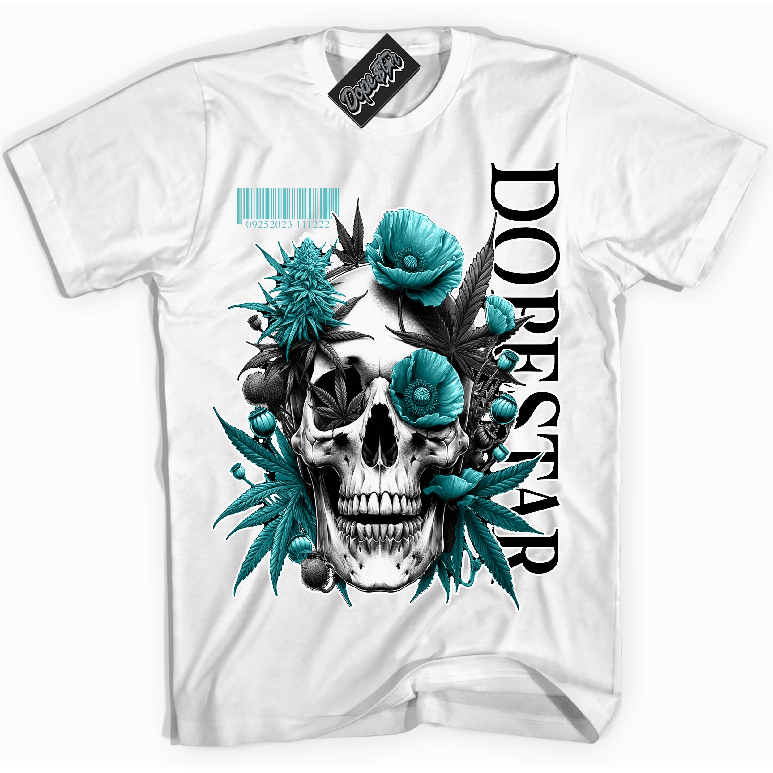 Dunk Low Retro Black Dusty Cactus 'Skull Poppies' Shirt - White Streetwear Mockup | Sneakerhead T-Shirt Matching Dunk Low Retro Black Dusty Cactus | Limited Edition Urban Streetwear for Sneaker Matching OOTD | Outfits that pair perfectly with your ND Low Retro Black Dusty Cactus | Sneakerhead Fashion Must-Have Apparel for Men and Women.