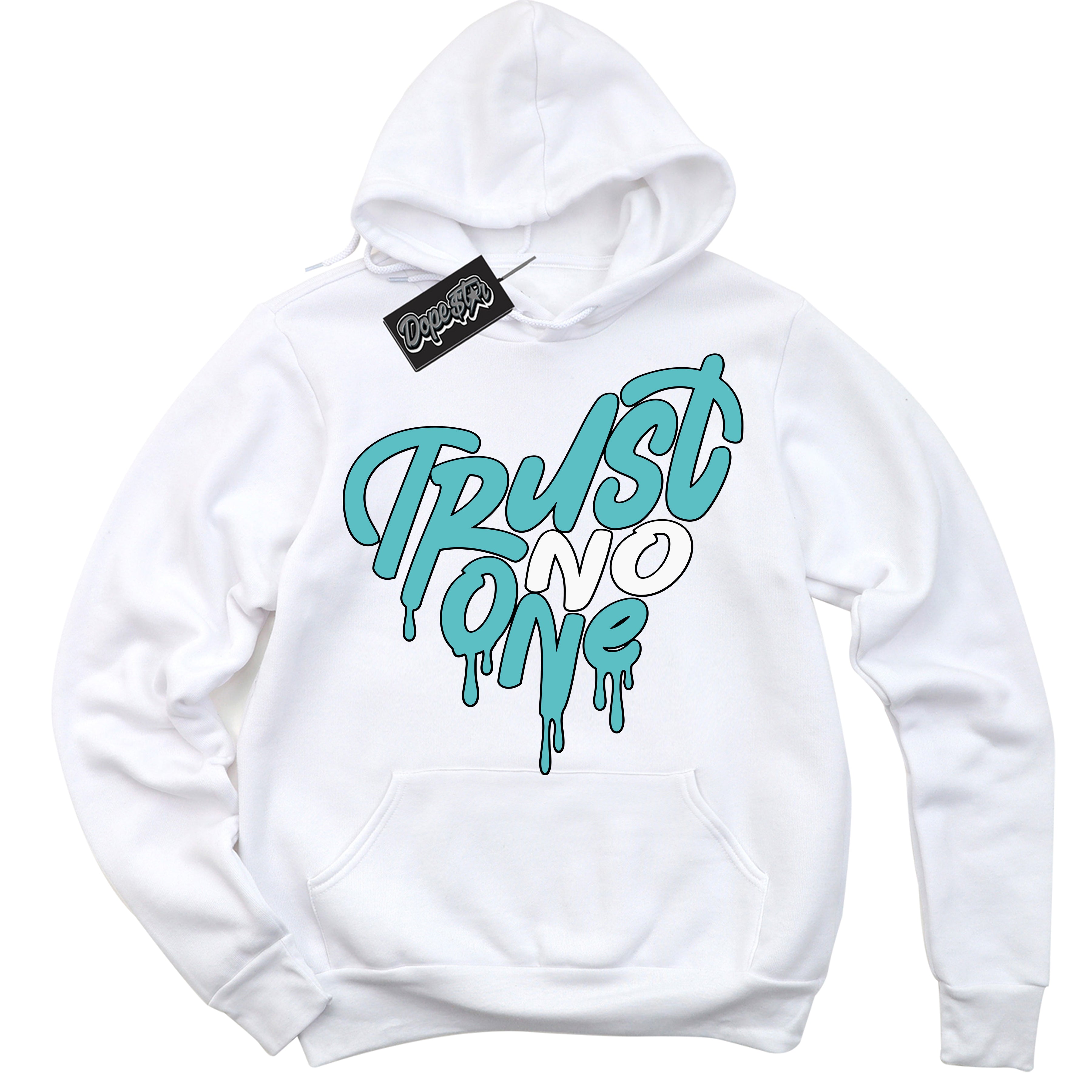 Dunk Low Retro Black Dusty Cactus 'Trust No One Heart' Hoodie - White Streetwear Mockup | Sneakerhead Sweatshirt Matching Dunk Low Retro Black Dusty Cactus | Limited Edition Urban Streetwear for Sneaker Matching OOTD | Outfits that pair perfectly with your ND Low Retro Black Dusty Cactus | Sneakerhead Fashion Must-Have Apparel for Men and Women.