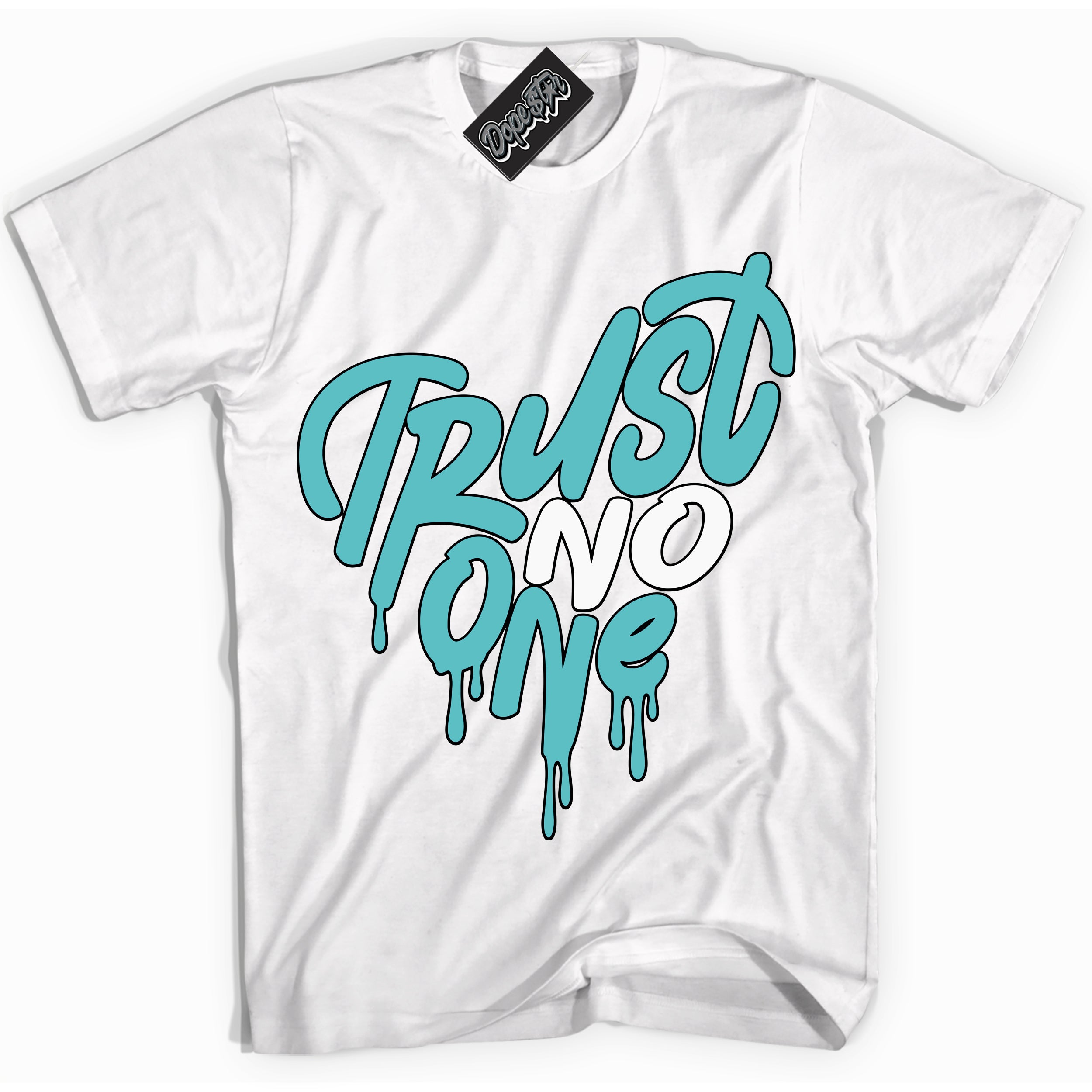 Dunk Low Retro Black Dusty Cactus 'Trust No One Heart' Shirt - White Streetwear Mockup | Sneakerhead T-Shirt Matching Dunk Low Retro Black Dusty Cactus | Limited Edition Urban Streetwear for Sneaker Matching OOTD | Outfits that pair perfectly with your ND Low Retro Black Dusty Cactus | Sneakerhead Fashion Must-Have Apparel for Men and Women.