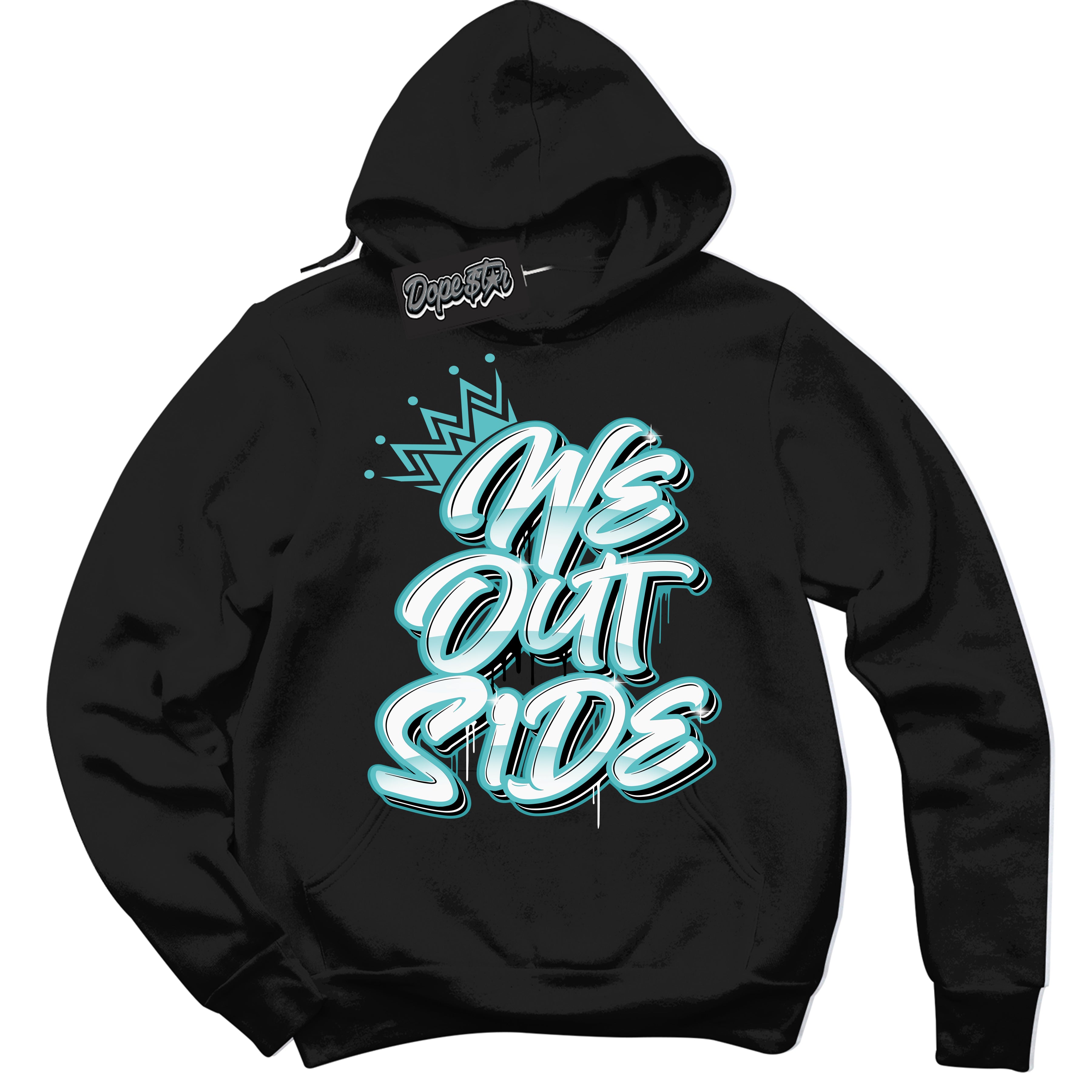 Dunk Low Retro Black Dusty Cactus 'We Outside' Hoodie - Black Streetwear Mockup | Sneakerhead Sweatshirt Matching Dunk Low Retro Black Dusty Cactus | We Outside Urban Streetwear for Sneaker Matching OOTD | Outfits that pair perfectly with your ND Low Retro Black Dusty Cactus | Sneakerhead Fashion Must-Have Apparel for Men and Women.