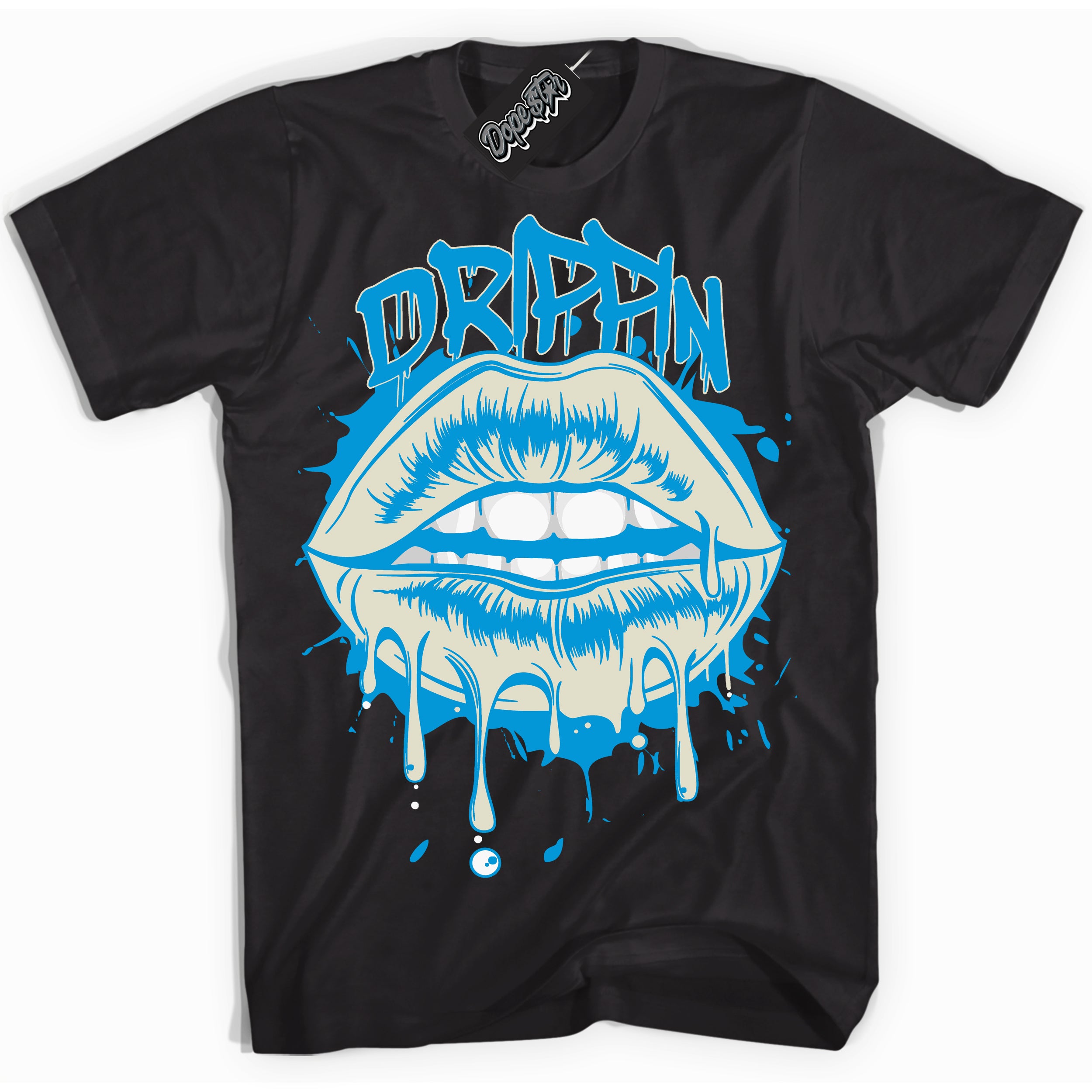 Dunk Low Coconut Milk University Blue 'Drippin' Shirt – Black Streetwear T-Shirt | Sneaker Matching Tee for Dunk Low Coconut Milk University Blue | Urban Fashion for Sneakerheads | Men's & Women's Streetwear Outfit by Sneaker Shirts Outlet.