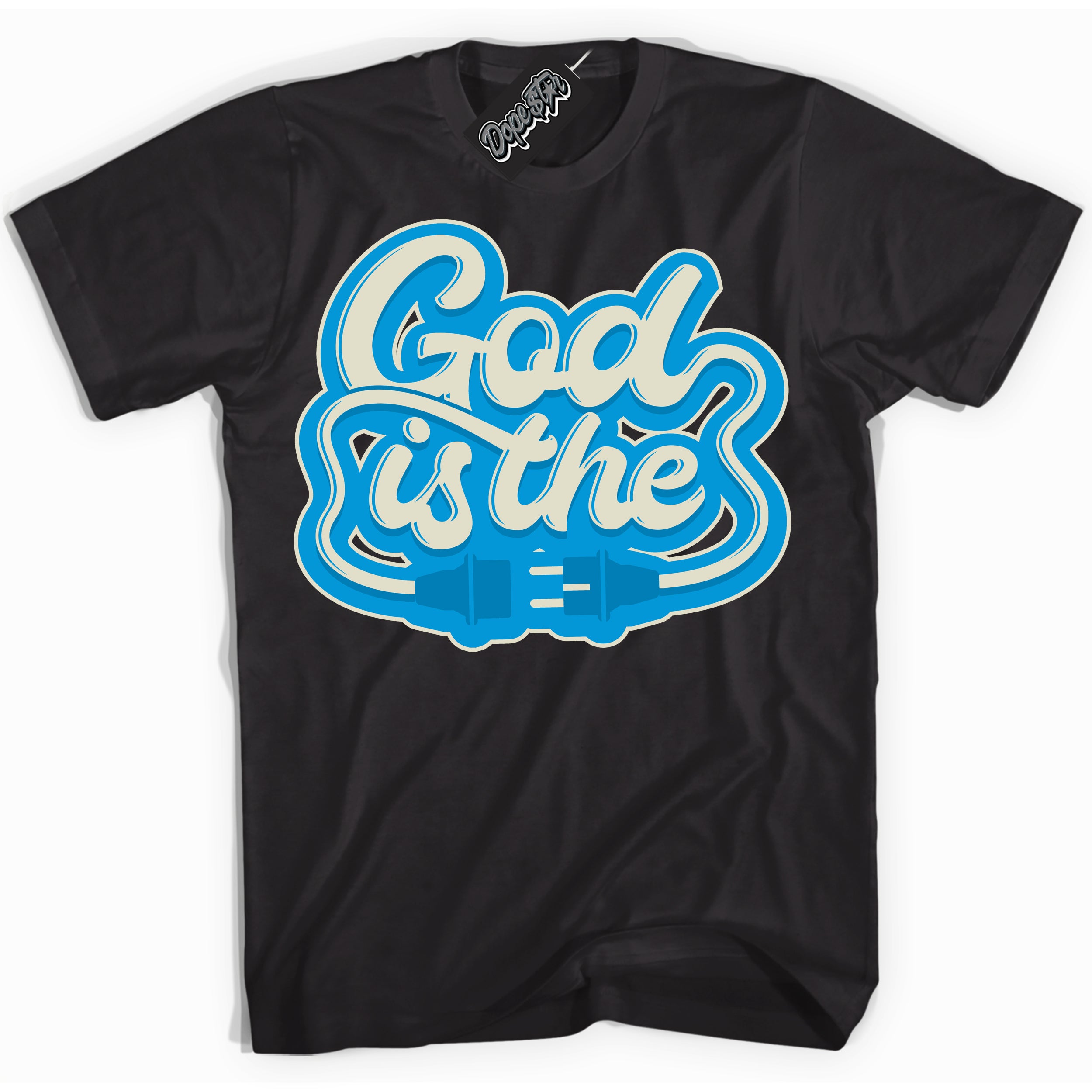 Dunk Low Coconut Milk University Blue 'God Is The' Shirt – Black Streetwear T-Shirt | Sneaker Matching Tee for Dunk Low Coconut Milk University Blue | Urban Fashion for God Is The | Men's & Women's Streetwear Outfit by Sneaker Shirts Outlet.