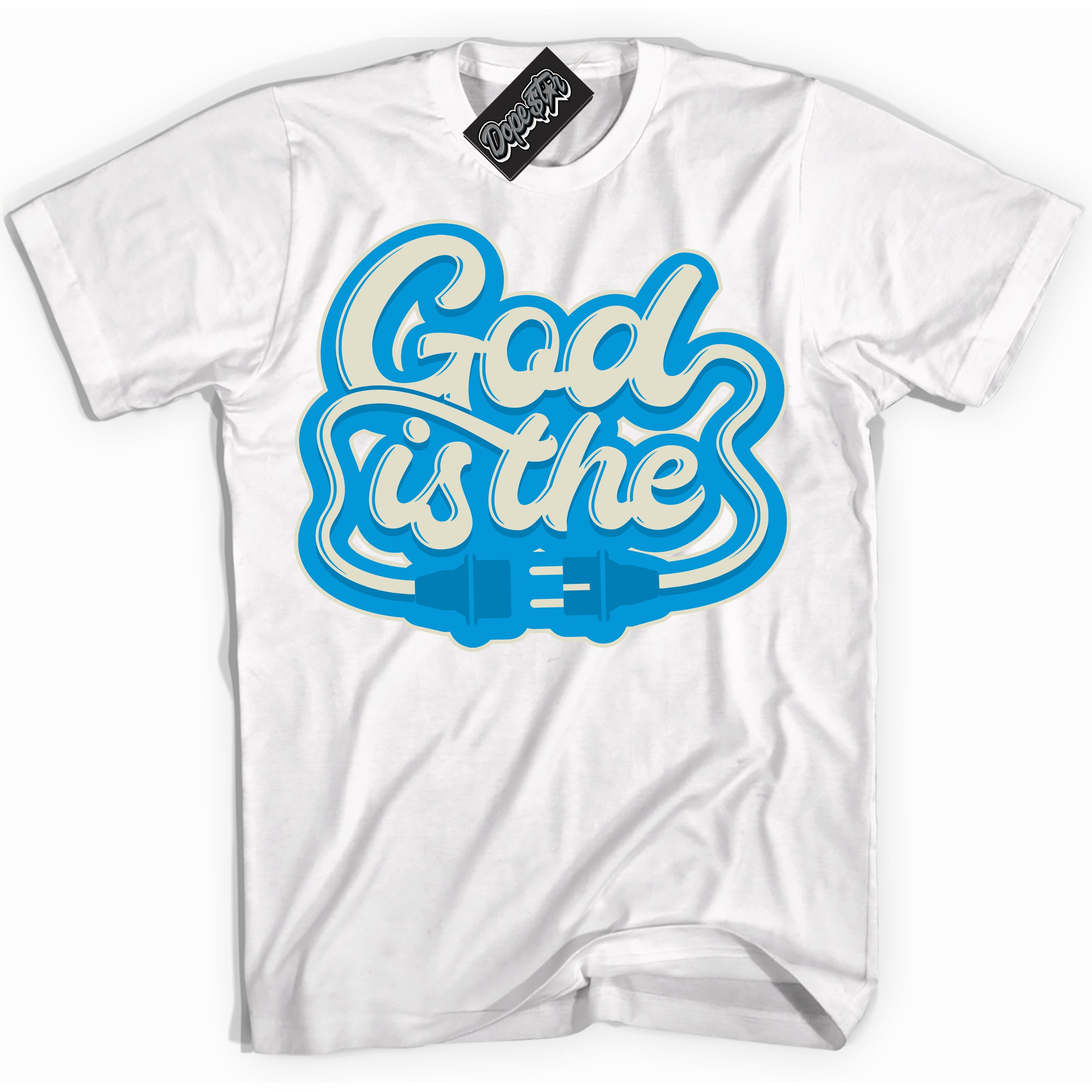 Dunk Low Coconut Milk University Blue 'God Is The' Shirt – White Streetwear T-Shirt | Sneaker Matching Tee for Dunk Low Coconut Milk University Blue | Urban Fashion for God Is The | Men's & Women's Streetwear Outfit by Sneaker Shirts Outlet.