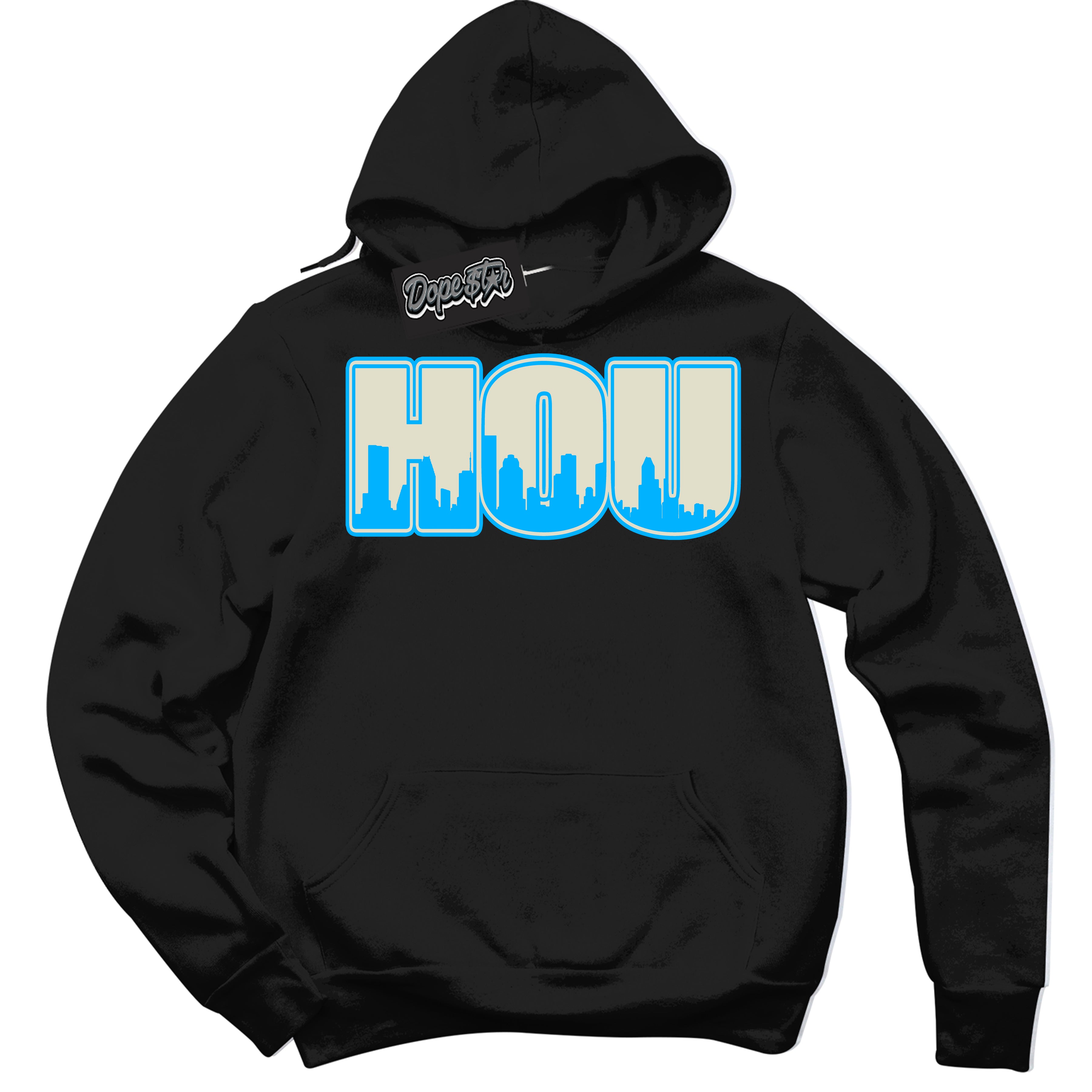 Dunk Low Coconut Milk University Blue 'Houston' Hoodie – Black Streetwear Sweatshirt | Sneaker Matching Hoodie for Dunk Low Coconut Milk University Blue | Urban Fashion for Houston | Men's & Women's Streetwear Outfit by Sneaker Shirts Outlet.